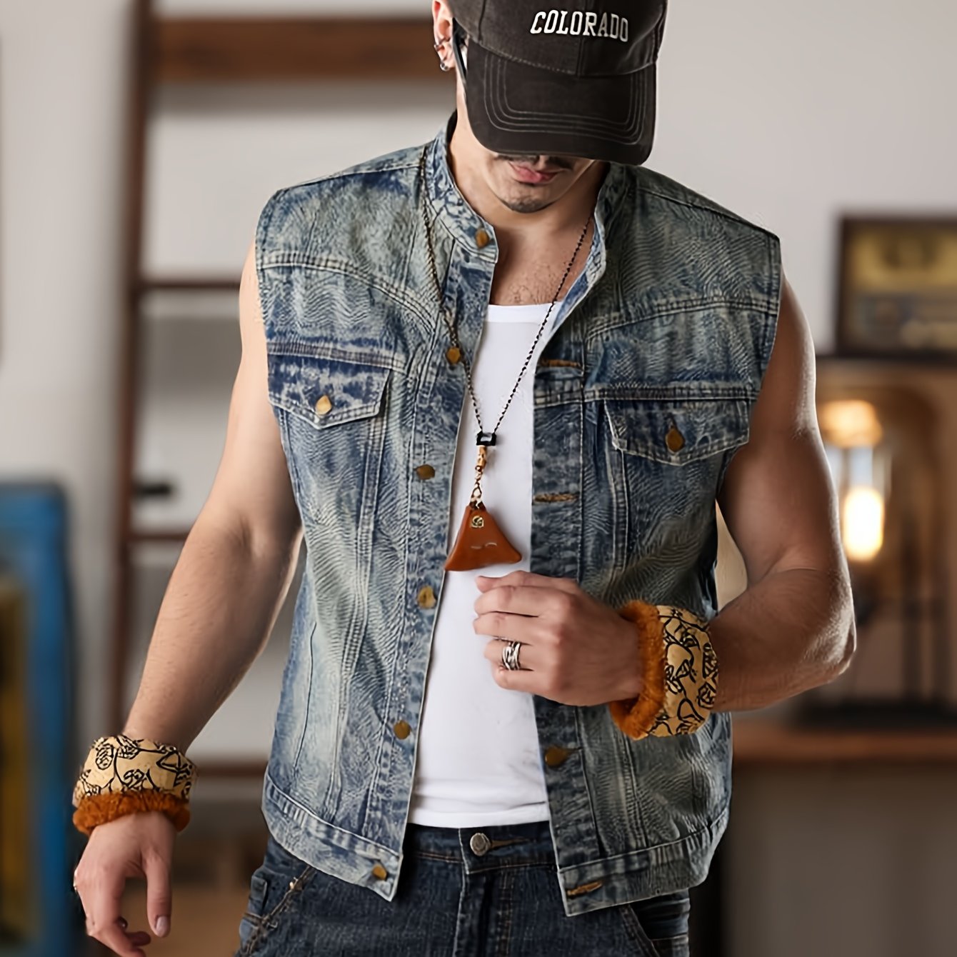 Men's Gray Slim-fit Jacket - Sleeveless Vest For Casual And Versatile Wear - Features Multiple Pockets And A Practical Design For Layering And