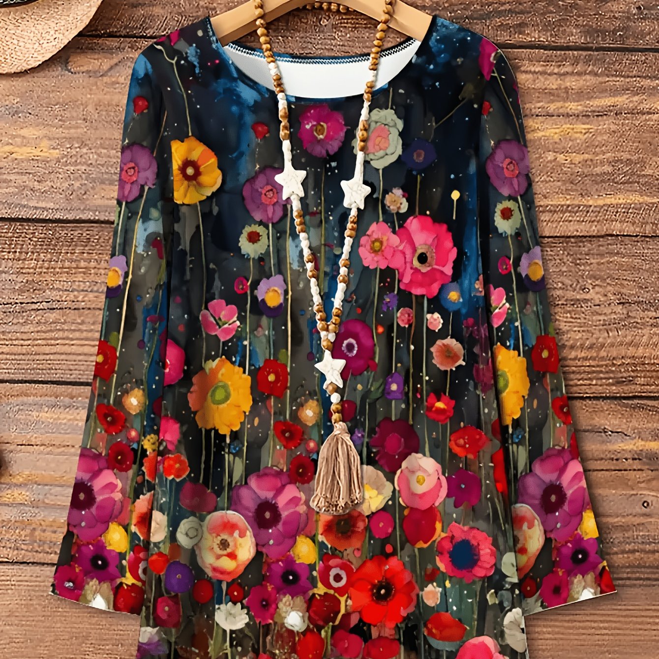 TEMU Plus Size, Plus Size Women's Autumn/ Printed Casual Crew Neck Long Sleeve T-shirt, Long Casual T-shirt Top, And Machine Washable, Suitable For