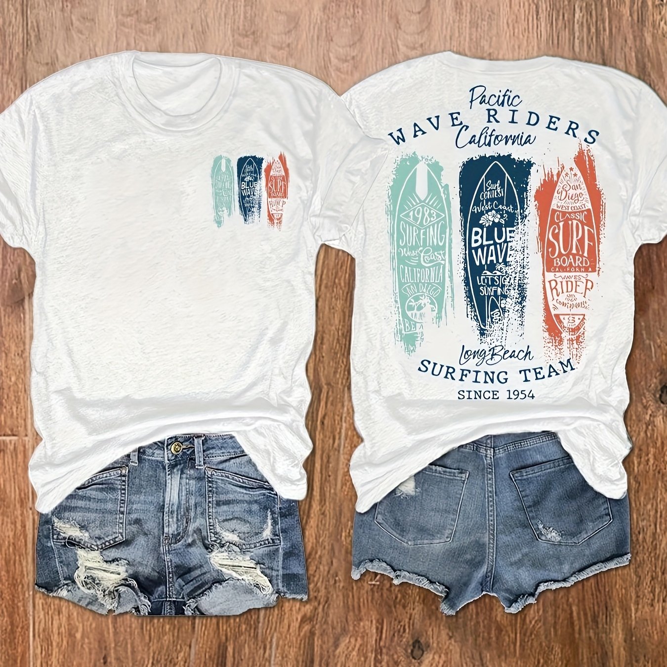 E-shop T-Shirt mit Grafikdruck, Kurzarm-Freizeitoberteil mit Rundhalsausschnitt für Sommer & Frühling, Damenbekleidung