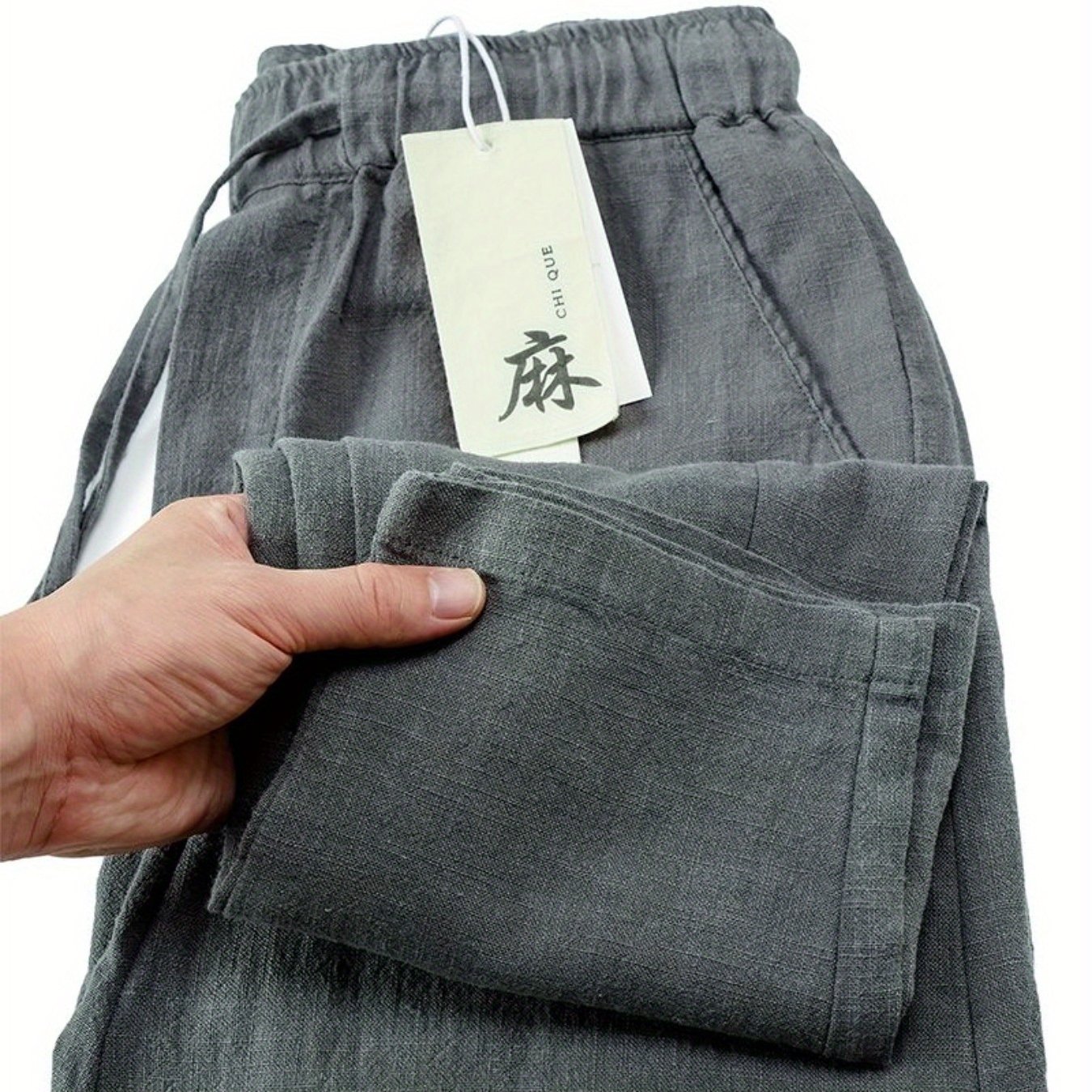 TEMU 【カップル向け】リネンパンツ セットアップ ストレートレッグ 軽量 通気性 ゆったり 九分丈 ドロー ウエストバンド 普段使いに快適なパンツ