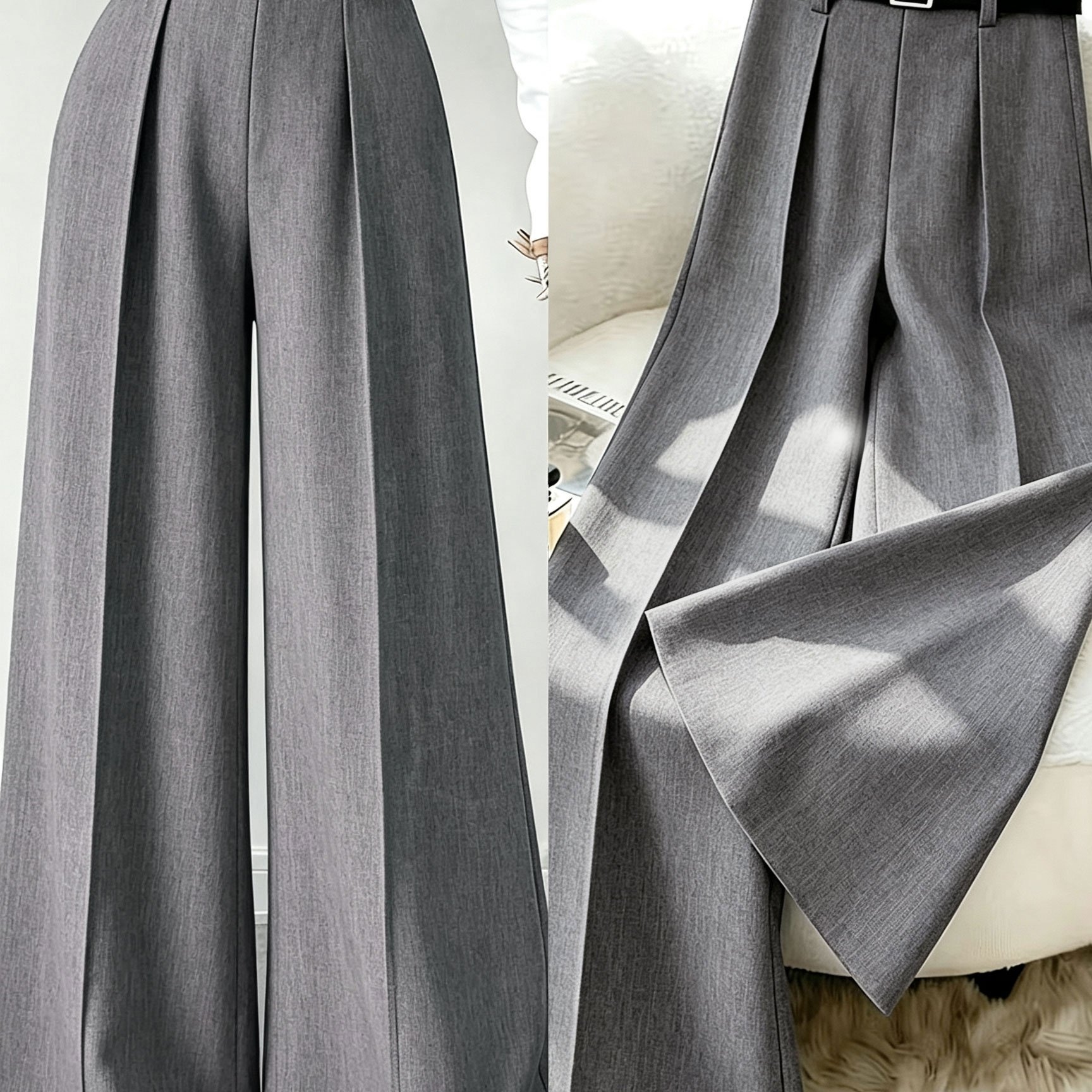 TEMU Autumn Winter New Women's Dress Pants Suitable For , Work, Casual Wear, Travel Women's Trousers Wide-leg Pants [no Belt]