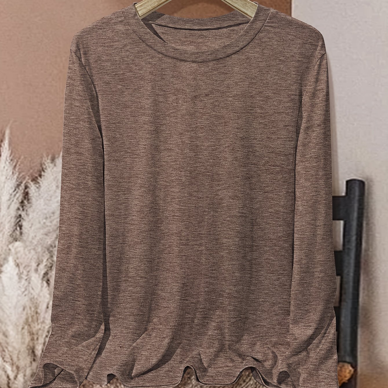 TEMU High Quality Light Printed Women's Round Neck Long Sleeve T-shirt - A Comfortable Round Neck Casual Top Suitable For , Machine Washable, . Round