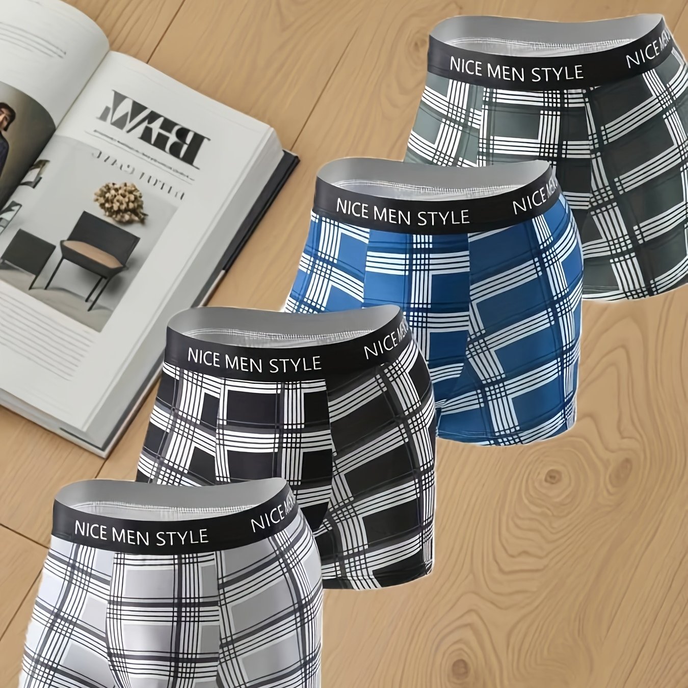TEMU 4pcs Of Men's Underwear, Breathable, Soft, Elastic, Casual Striped Shorts, An For Sports And Everyday Wear