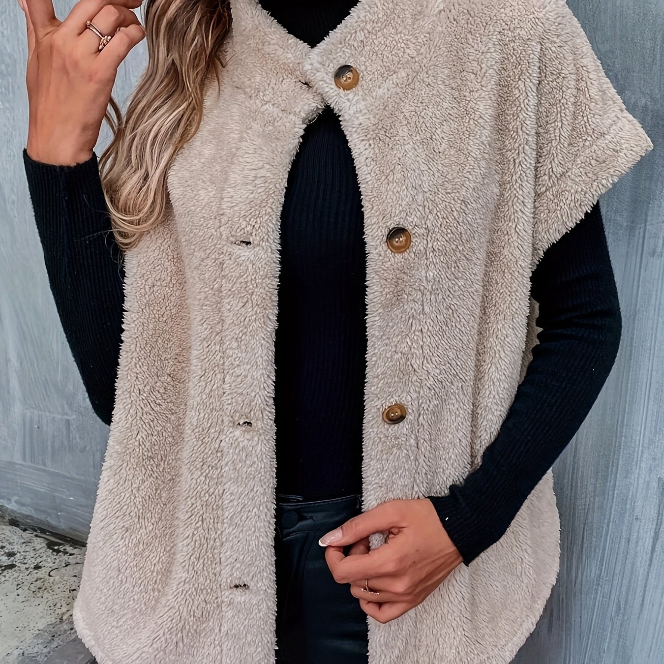 TEMU Giacca Casual /Inverno a Maniche Corte in Peluche , Top Versatile per Uscite e Pendolarismo Donna