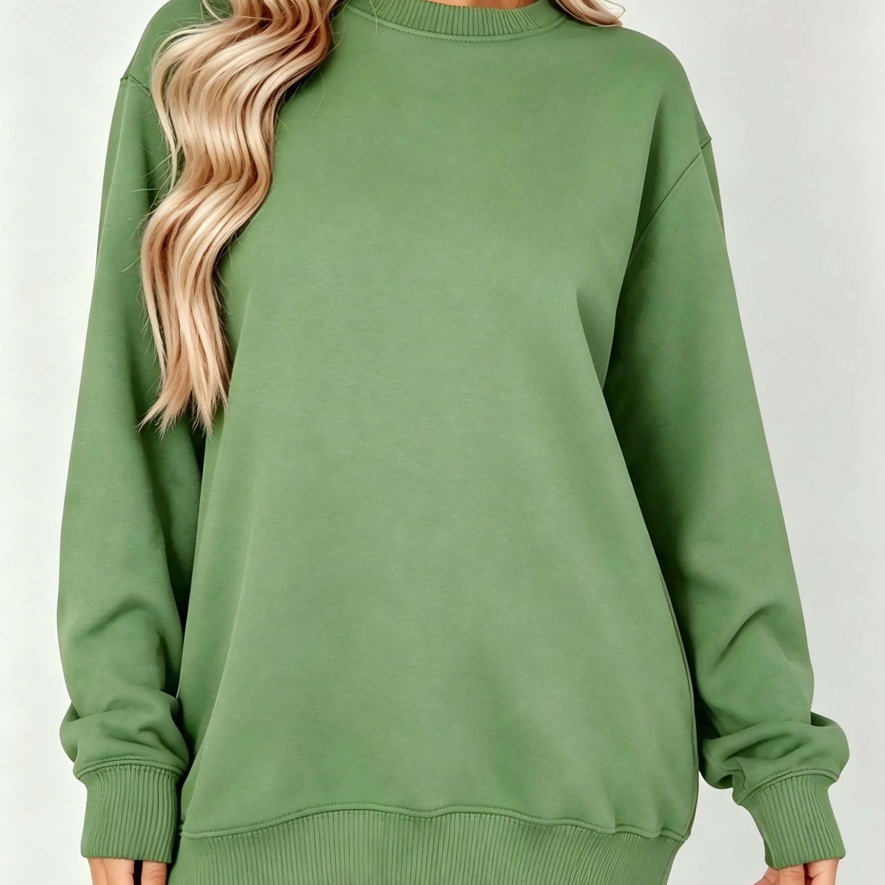 TEMU Sweat-shirt ample décontracté à manches longues, mode automne et hiver, style à épaules tombantes, doux et confortable, rehausse la taille pour