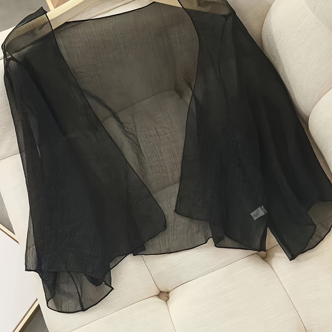 Image of Women Cardigan Ladies Beach Sheer Chiffon Cover Up Kimono Tied Front Solid Color Basic