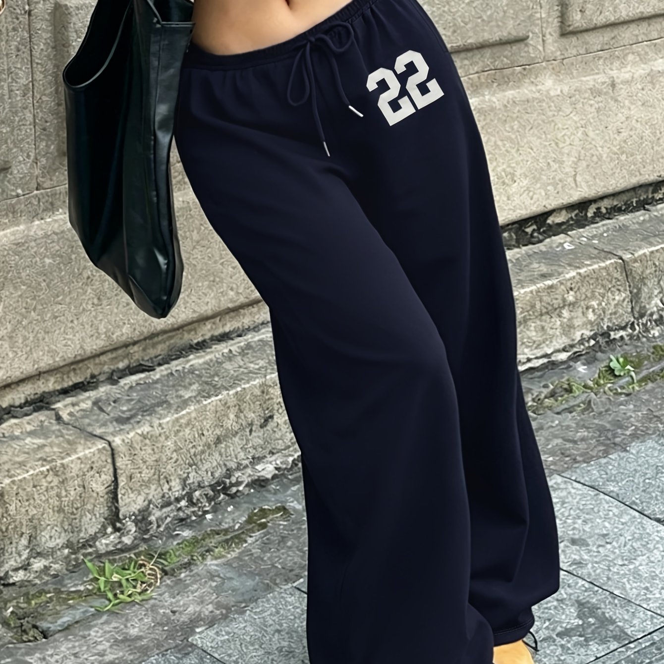 TEMU 1pc Vintage Number 22 Print Heat Transfer Easy Casual Fall Winter Fleece Style 's Sweatpants New Women's Long Pants
