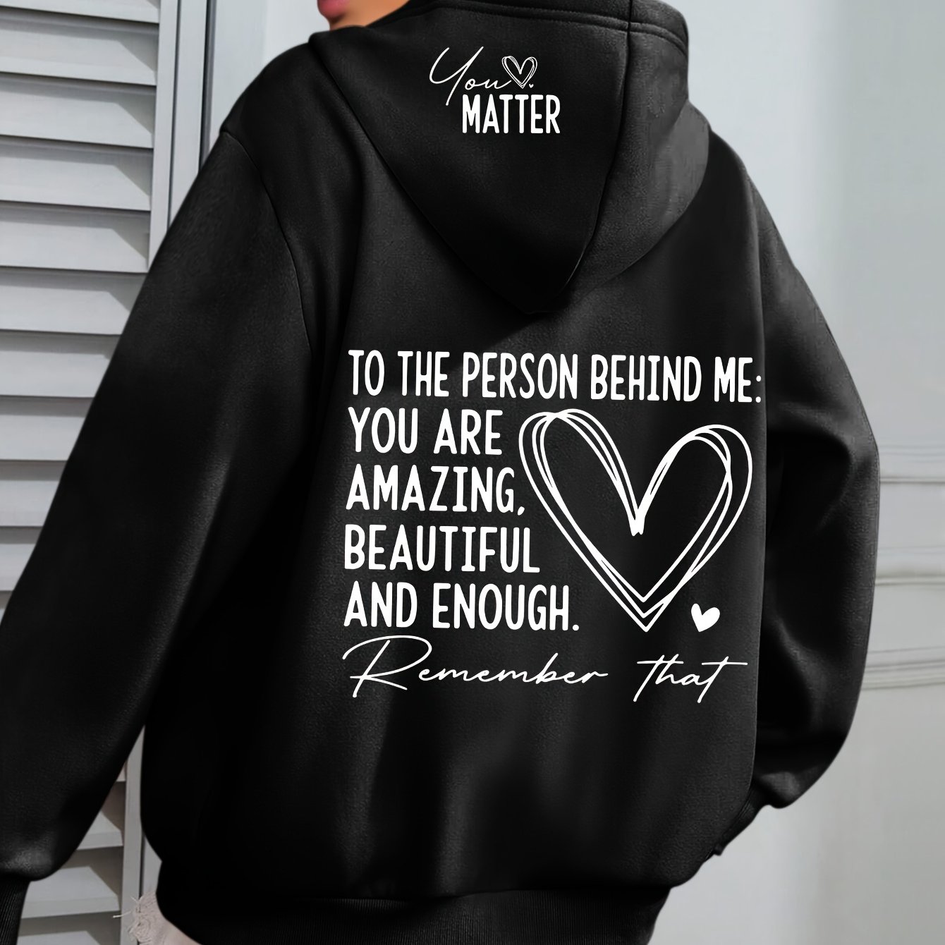 E-shop Übergröße, Kapuzenpullover in Übergröße mit Buchstaben-Print, Lässiger Kapuzenpullover mit Kordelzug für Winter & Herbst, Damenbekleidung in
