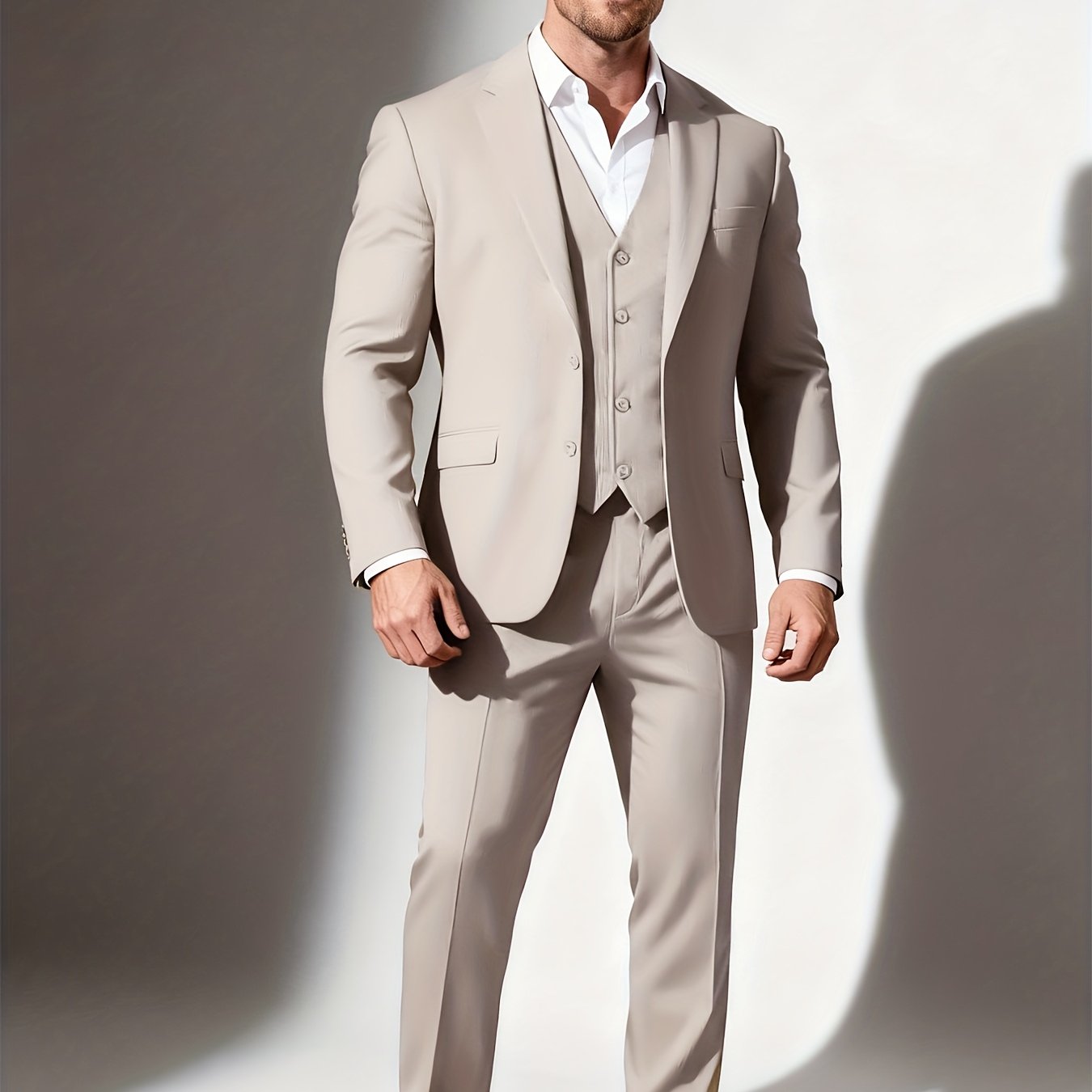 TEMU Premium Men's 3pcs Suit Set -1xl-7xl | True To Size, Impeccably , Luxurious, Soft, Lightweight, Breathable, Wrinkle-free Fabric, Comfortable For