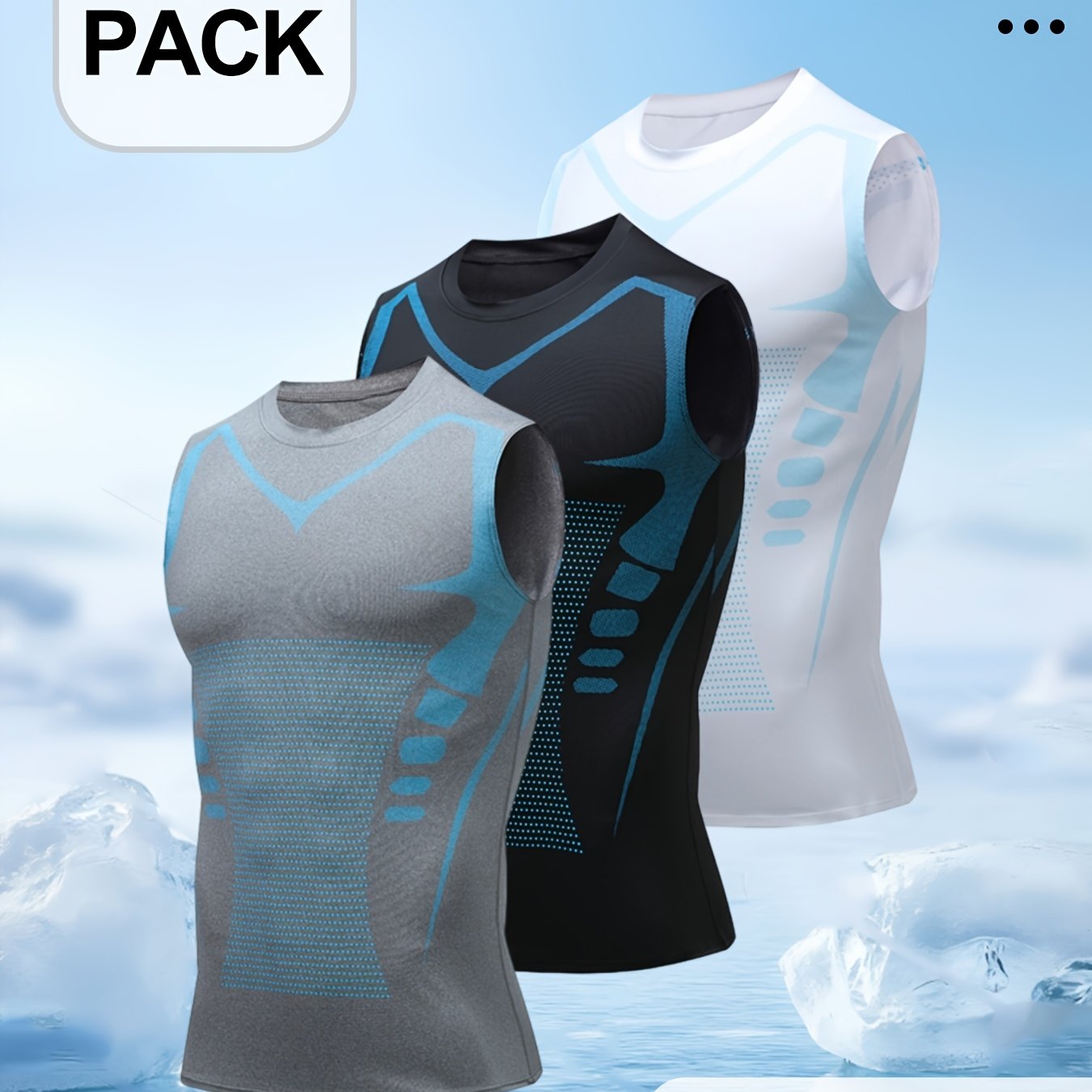 TEMU Ensemble 3 pièces, Débardeur de sport de compression pour hommes, Sweat-shirt d'été manches à séchage rapide pour hommes, Débardeur de sport