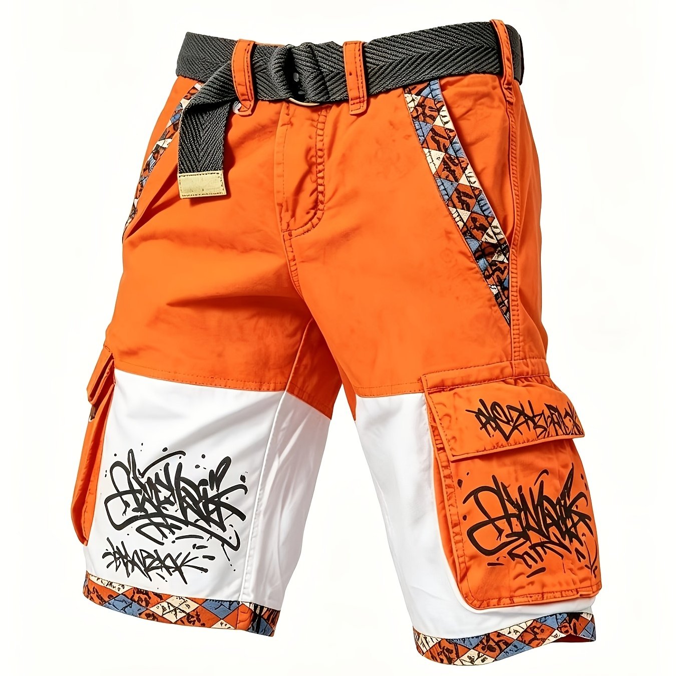 Image of 2026 's Summer Loose-fit Non-stretch Multi-pocket Cargo Shorts With Artistic Print, Durable Multi-pocket Casual Pants, Outdoor Loose Versatile Men's Trousers (belt Not Included)