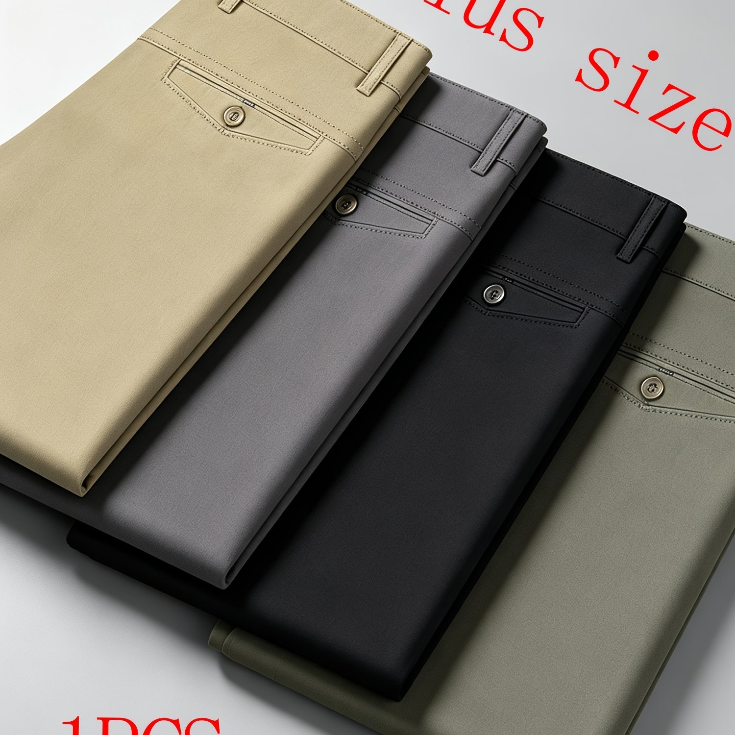 Image of [ ] 1-pc Men's Plus Size Dress Pants, Plus Size Men's Commuting Trousers, Big And Tall Wrinkle-resistant Durable Dress Pants, Athletic Breathable Comfortable Non-tightening