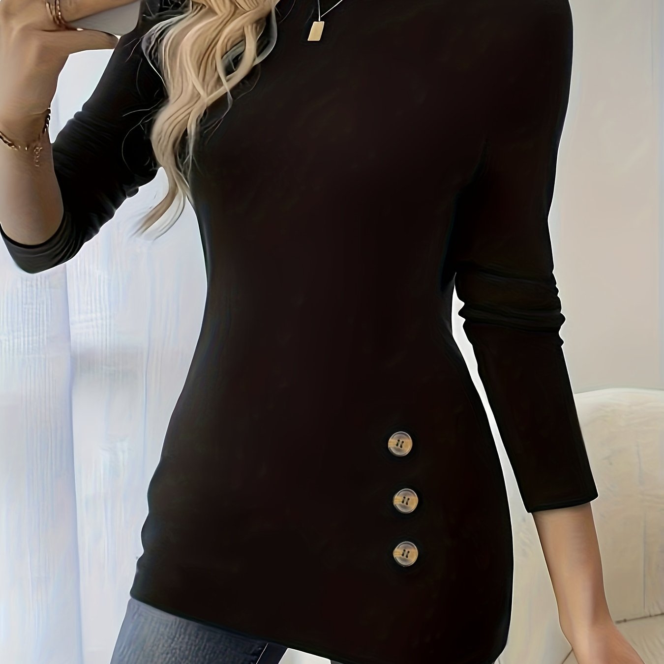 Elegant Women' Long Sleeve Shirt, Fitted Cut, Machine Washable, Versatile, Suitable For Daily And Special Occasions