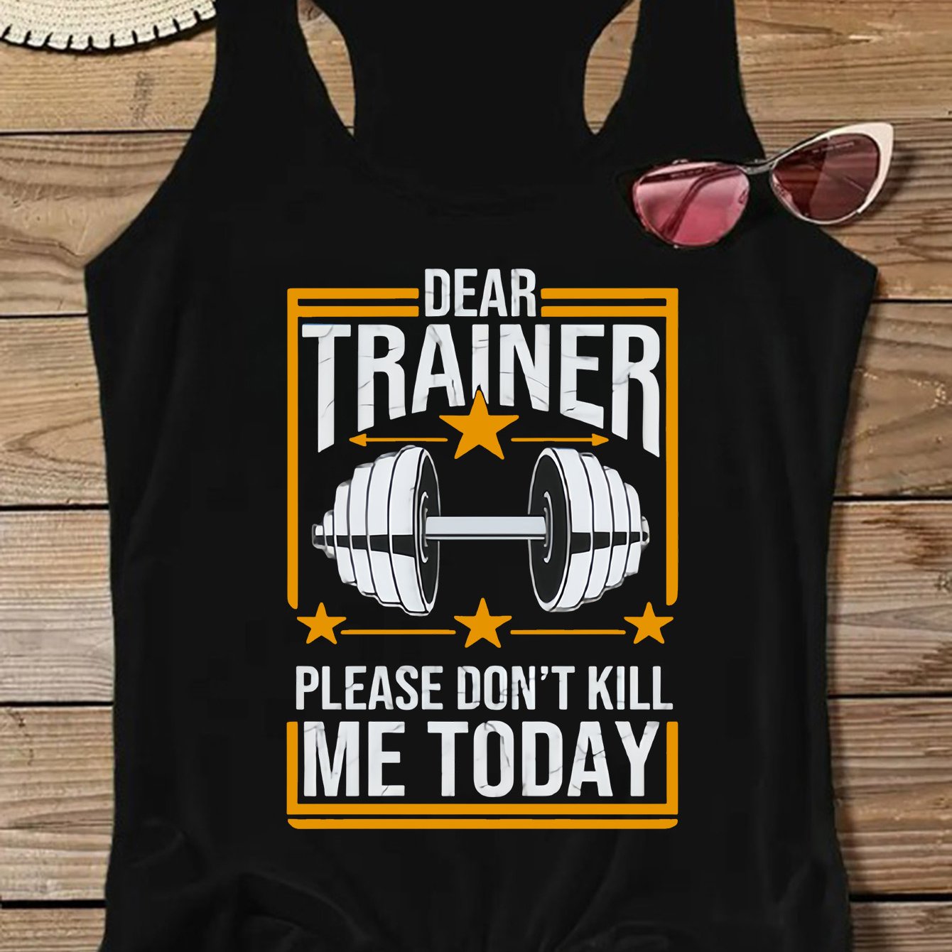 TEMU Dear Trainer Please Me Today Dumbbell Pattern Print Women's Black Sleeveless Vest Fashion Women's Summer Clothing Women's Tops Micro-elastic