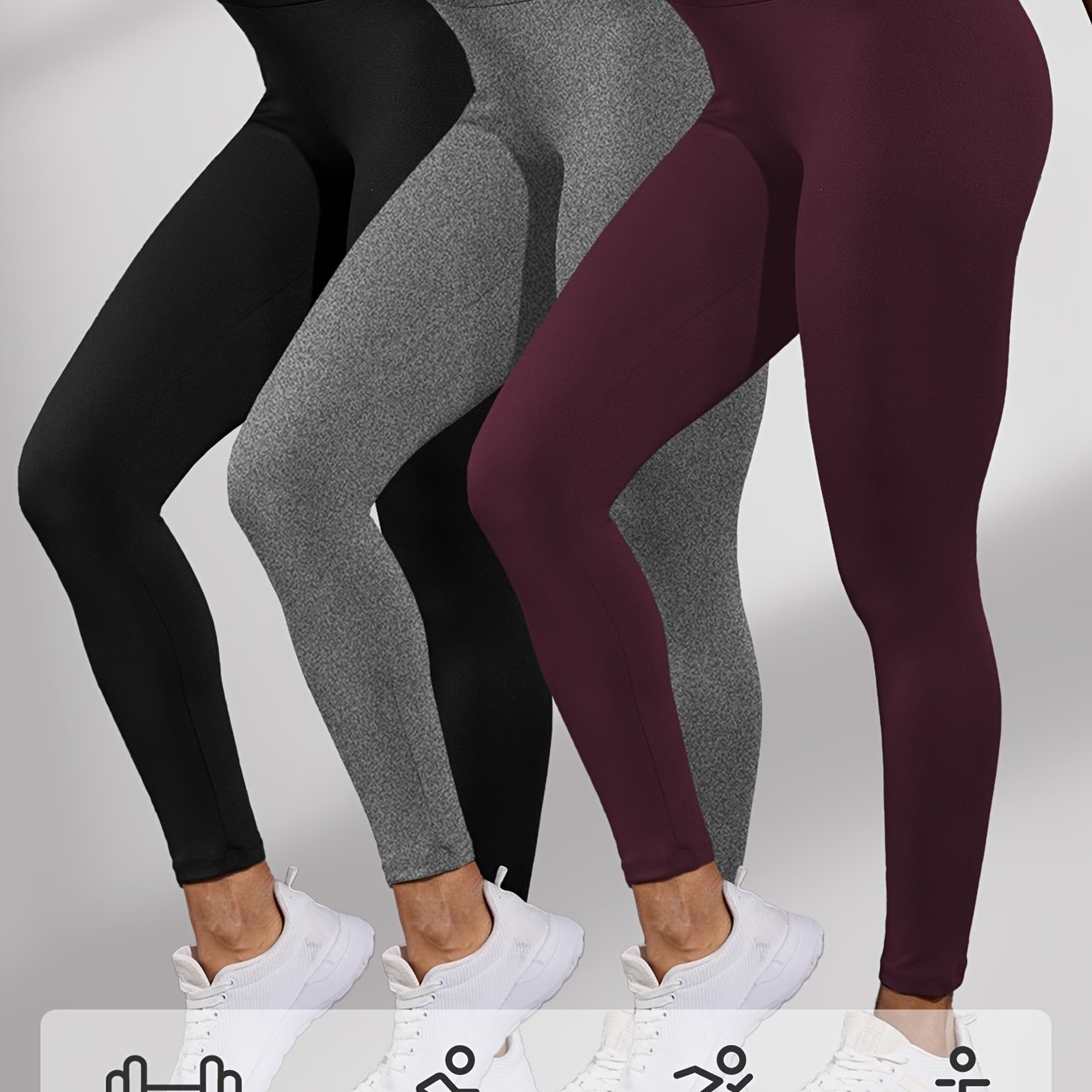 TEMU 3-pack Super Soft Leggings For Women, High-waisted Tummy Control Non-see-through Workout Yoga Running Pants