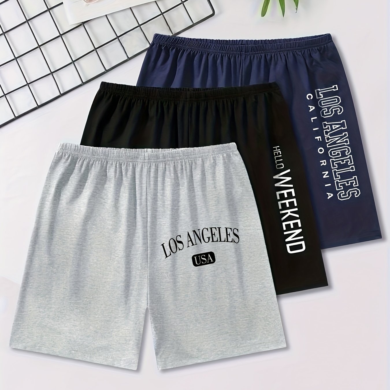 Men's 3pcs Printed Pajama Shorts Set