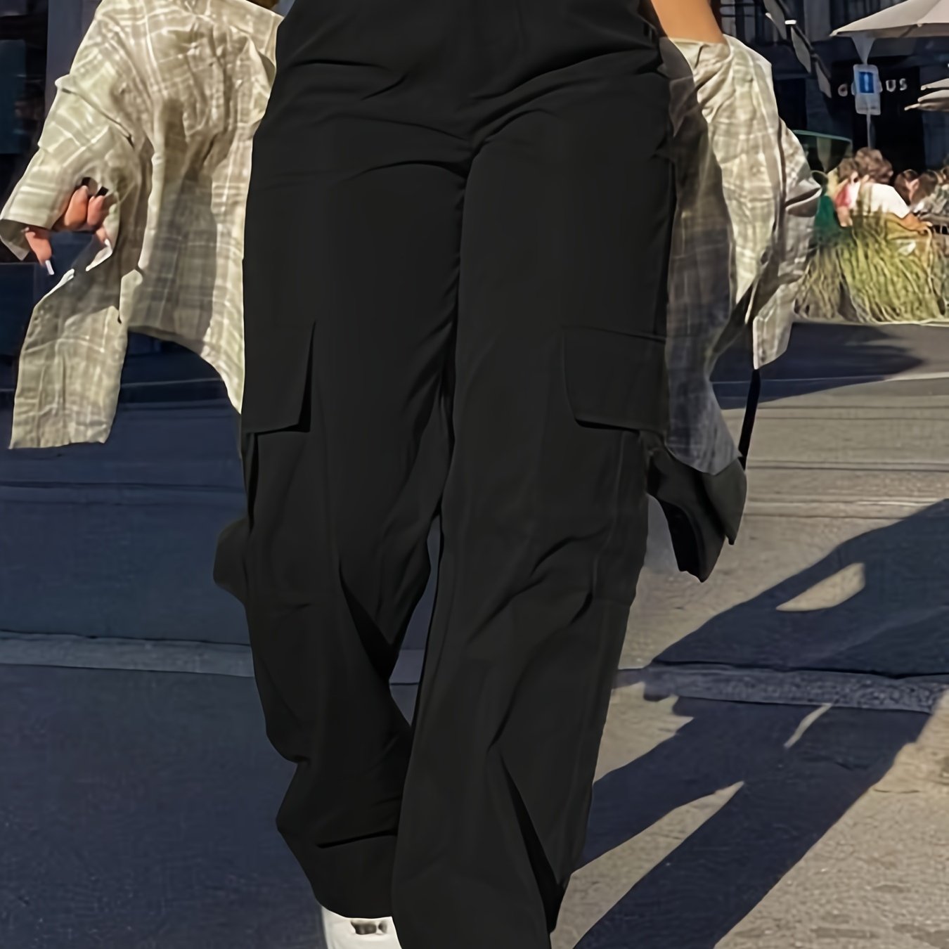 TEMU Pantaloni da donna a vita a larga, e , versatili e , stile Y2K di tendenza con vita , pantaloni cargo con tasche, stile di tendenza e americano,