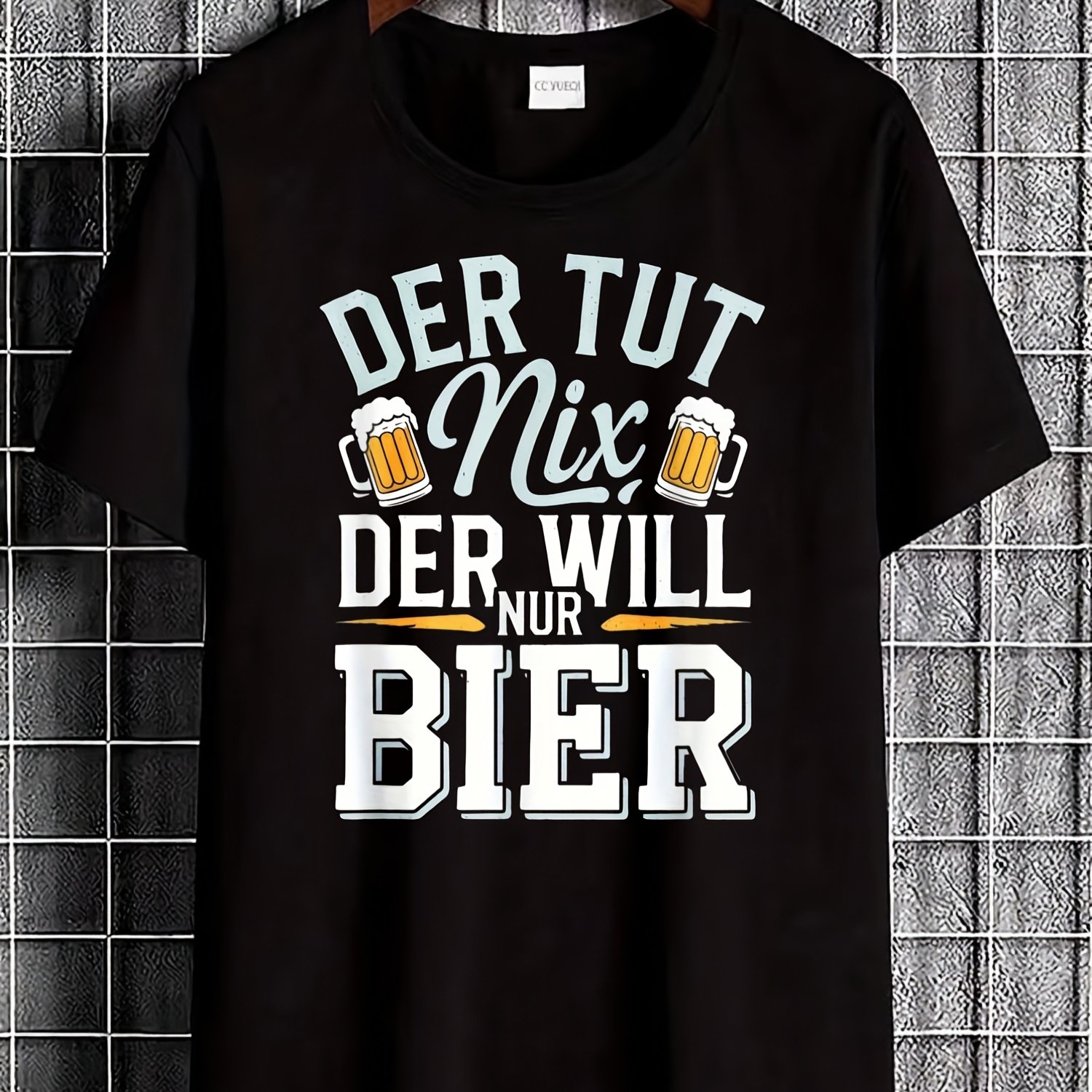 Image of With Beer Mugs And German Text "der Tut Nix Der Will Nur Bier" For Casual Wear And Party Events