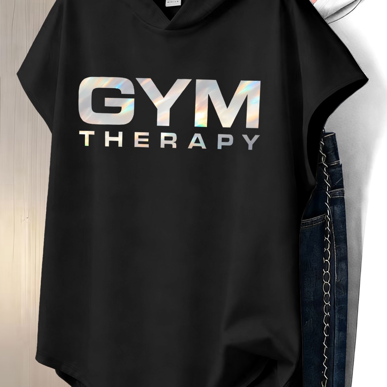 TEMU 1pc Hooded Short-sleeve T-shirt With Fashionable Print Design, Comfortable Loose Fit, Suitable For Sports And Leisure, New Summer Y2k Style