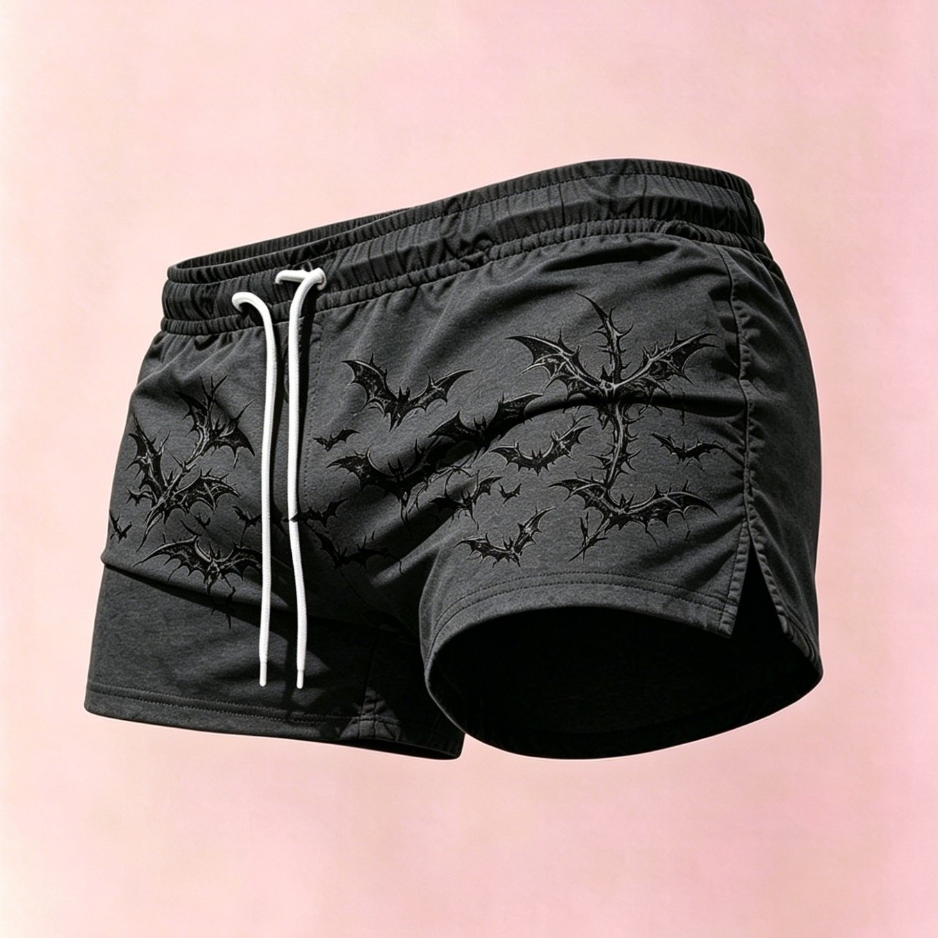 New Arrival Men's Swim Trunks Dark Grey Background Bat Print Comfortable Breathable Beach Shorts Suitable For Vacation Travel Outfits Gift For Men