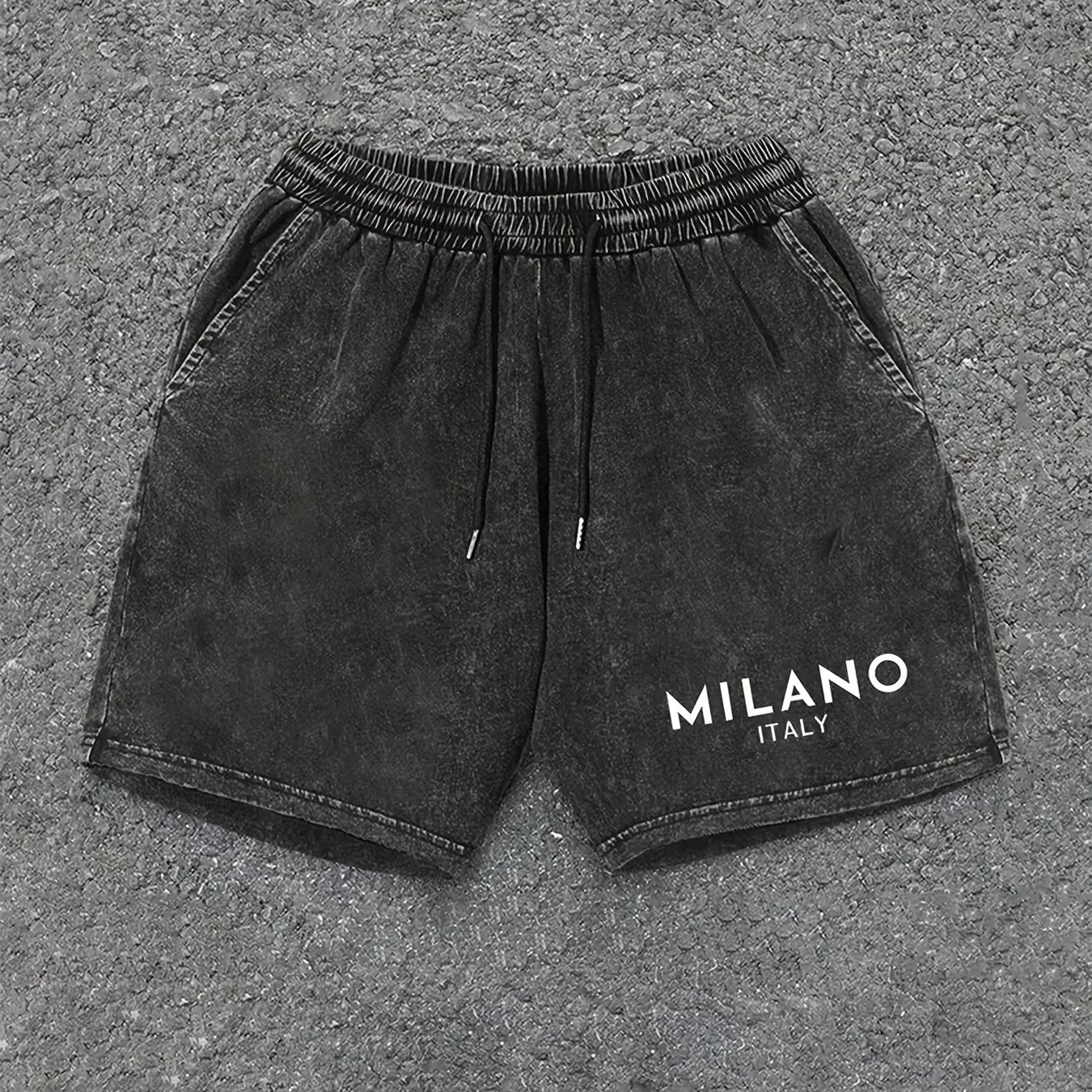 Men's Fashion 62% Cotton Casual Shorts With Pockets - Casual, Comfortable, Stylish, Printed With "letter" Pattern, Drawstring Waist, Casual Wear | Vintage Style Shorts | Comfortable And Fashionable