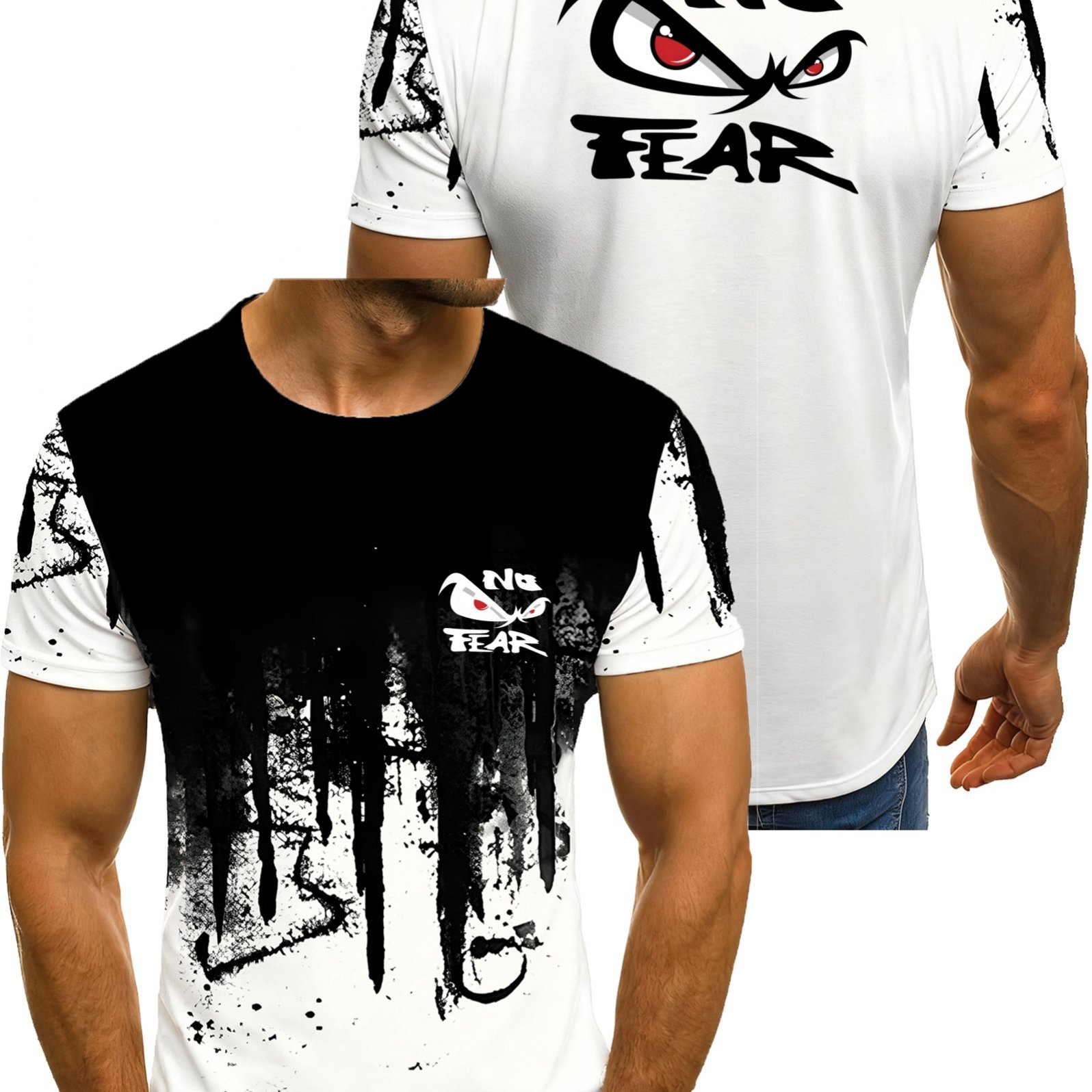 TEMU Print Design â Smooth 3d 's Fashion Casual Versatile Round Neck T-shirt With Unique Creative Pattern And Letter Logo, Front And Back Print,
