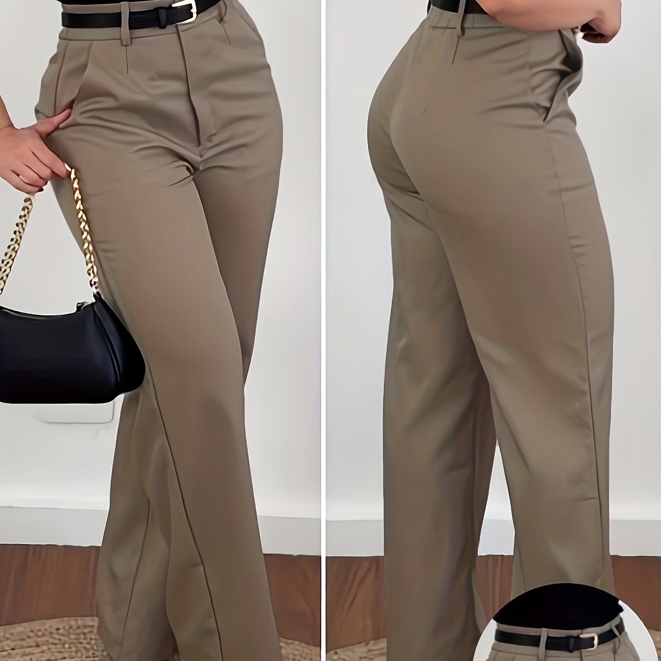 TEMU Pantalones de traje ligeramente acampanados HMY (sin cinturón) "que realzan la ", pantalones de viaje de cintura , suaves y versátiles, seguros