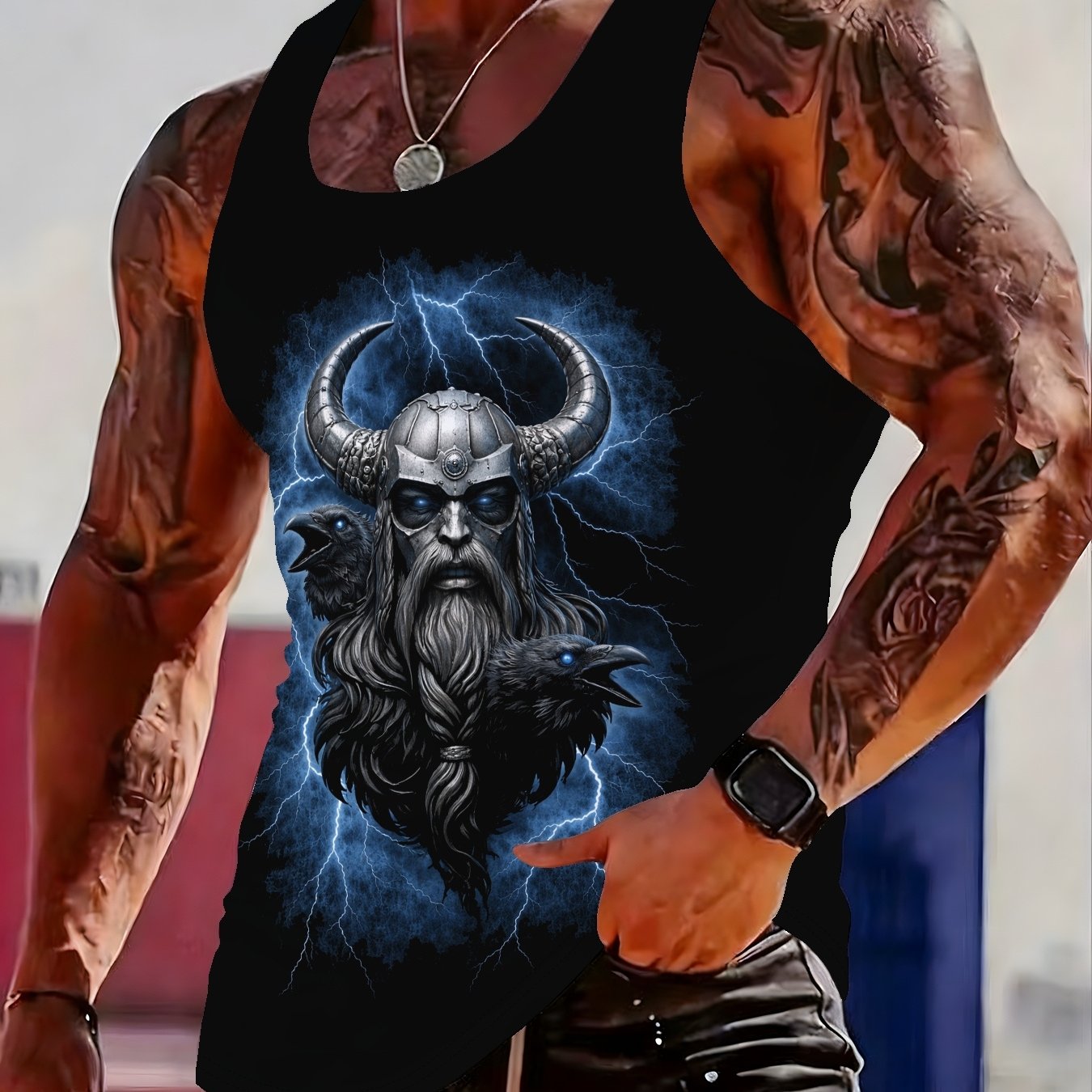 TEMU Men's Sleeveless Vest, Lightweight And Breathable , Four-season Holiday Casual Wear, Plus Size