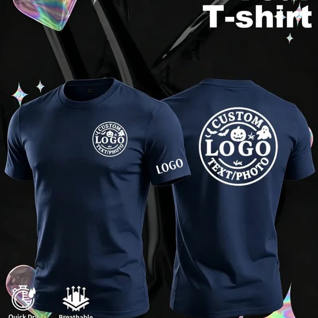 TEMU Customizable Men's T-shirts & Tank Tops – Personalized Design, Text, And Logos | Relaxed Fit, Machine Washable, Multiple Colors Available,