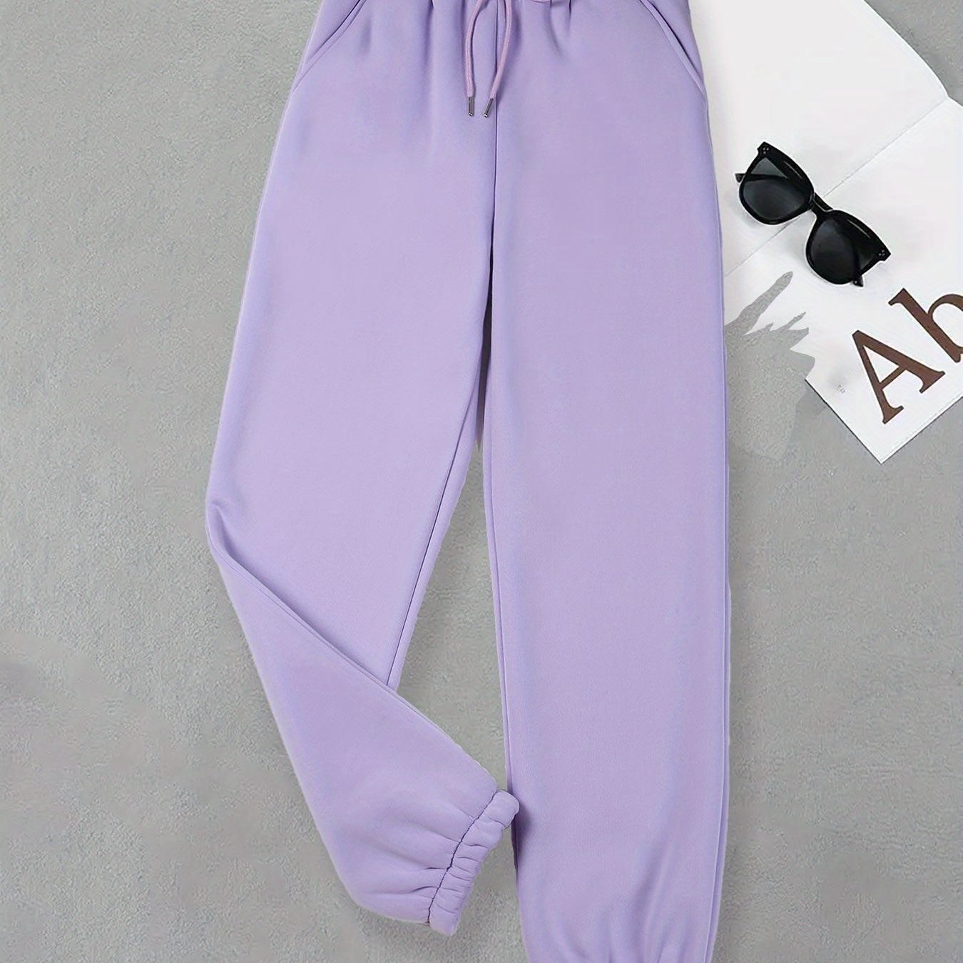 TEMU Simple Letter Print Cropped Sports Pants, Versatile Drawstring Elastic Sports Trousers, Women's Apparel.