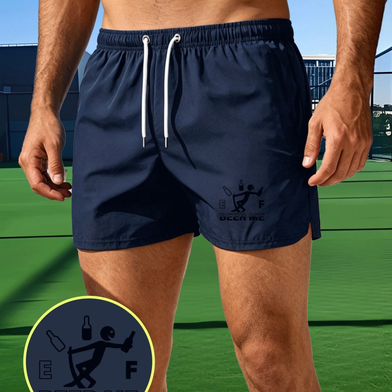 TEMU Men's Lightweight Quick-dry Beach Shorts With Elastic Drawstring Waist Stylish Tropical Print Suitable For Swimming Hiking Summer Outdoor
