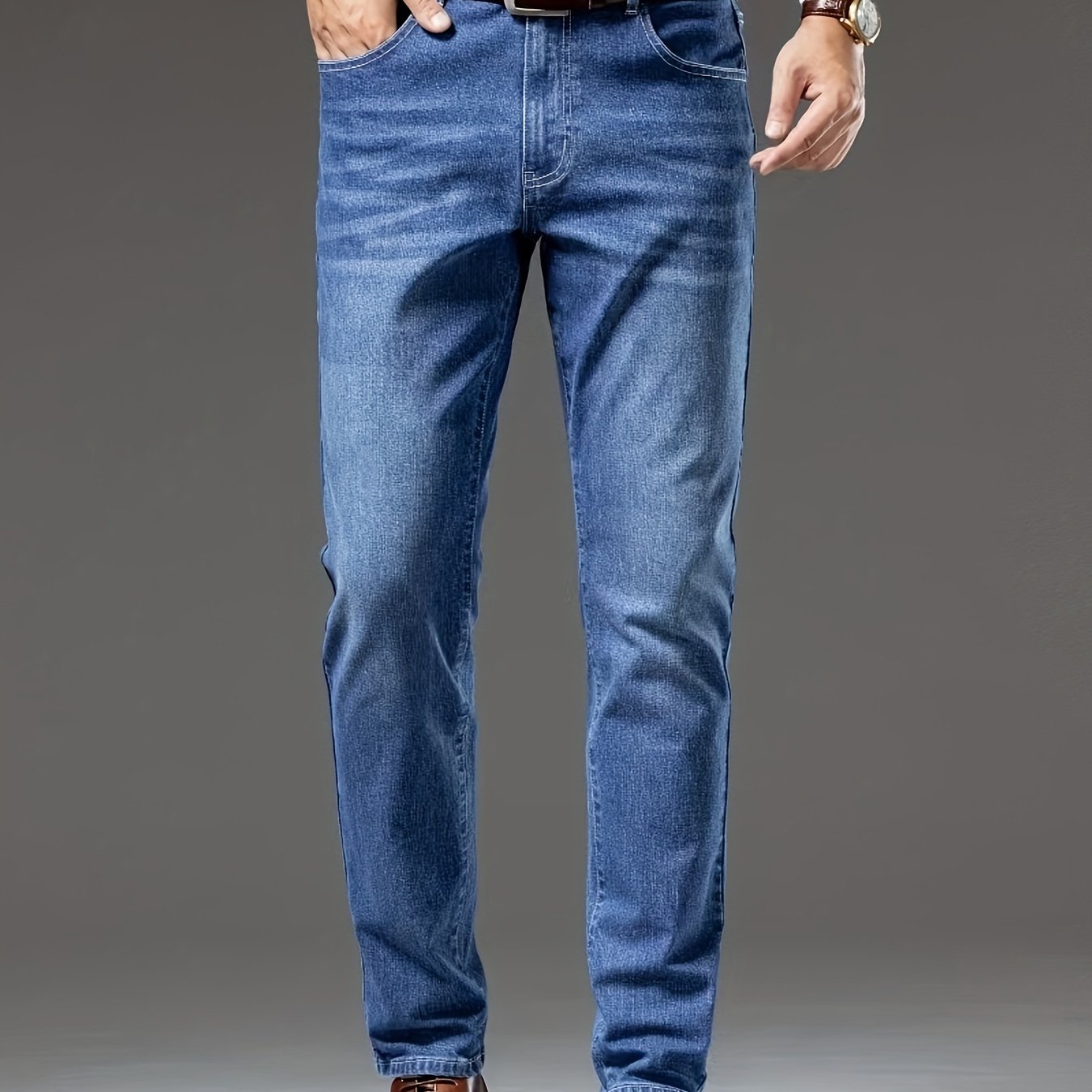 Men's Slim-fit Stretch Denim Jeans - Casual , Mid-rise, Light Blue, Machine Washable, , Suitable For Spring And Autumn, Spring And Autumn Clothing | Slim-fit Jeans | Denim, Hip-enhancing Design With