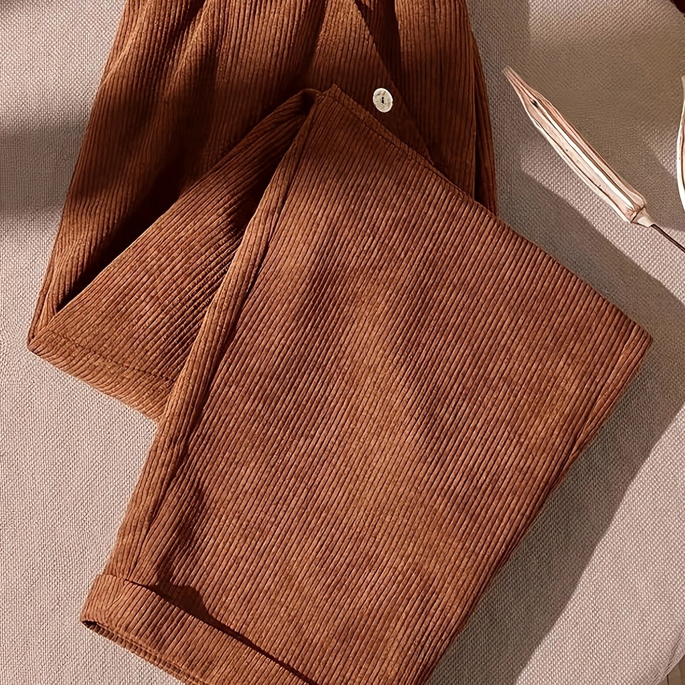 TEMU Pantalon d'automne pour femmes rondes, style country décontracté, en velours de couleur unie, avec poches, nouveau, facile et tendance, parfait