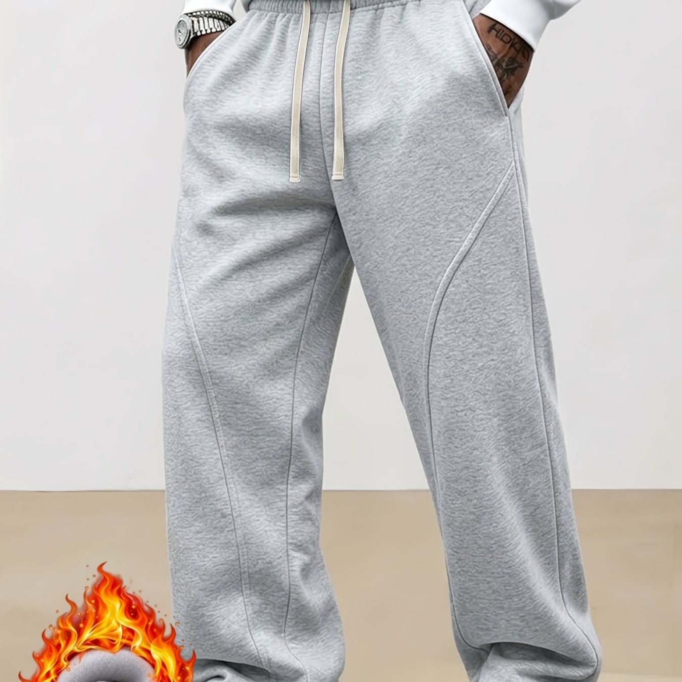 TEMU 1 pantalon de sport élastique à cordon pour homme, pantalon décontracté droit et , joggers en , adapté à un en extérieur