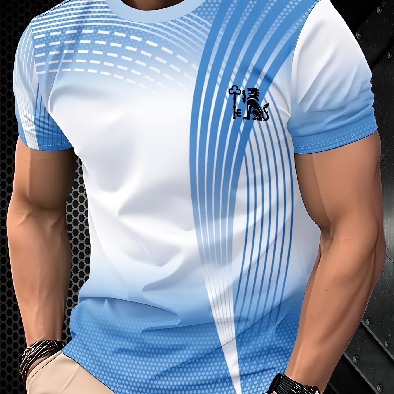 TEMU High-quality Men's T-shirt Cooling Fabric Lightweight Breathable Daily Outdoor Wear Top Light Luxury Men's T-shirt -friendly Washable Durable