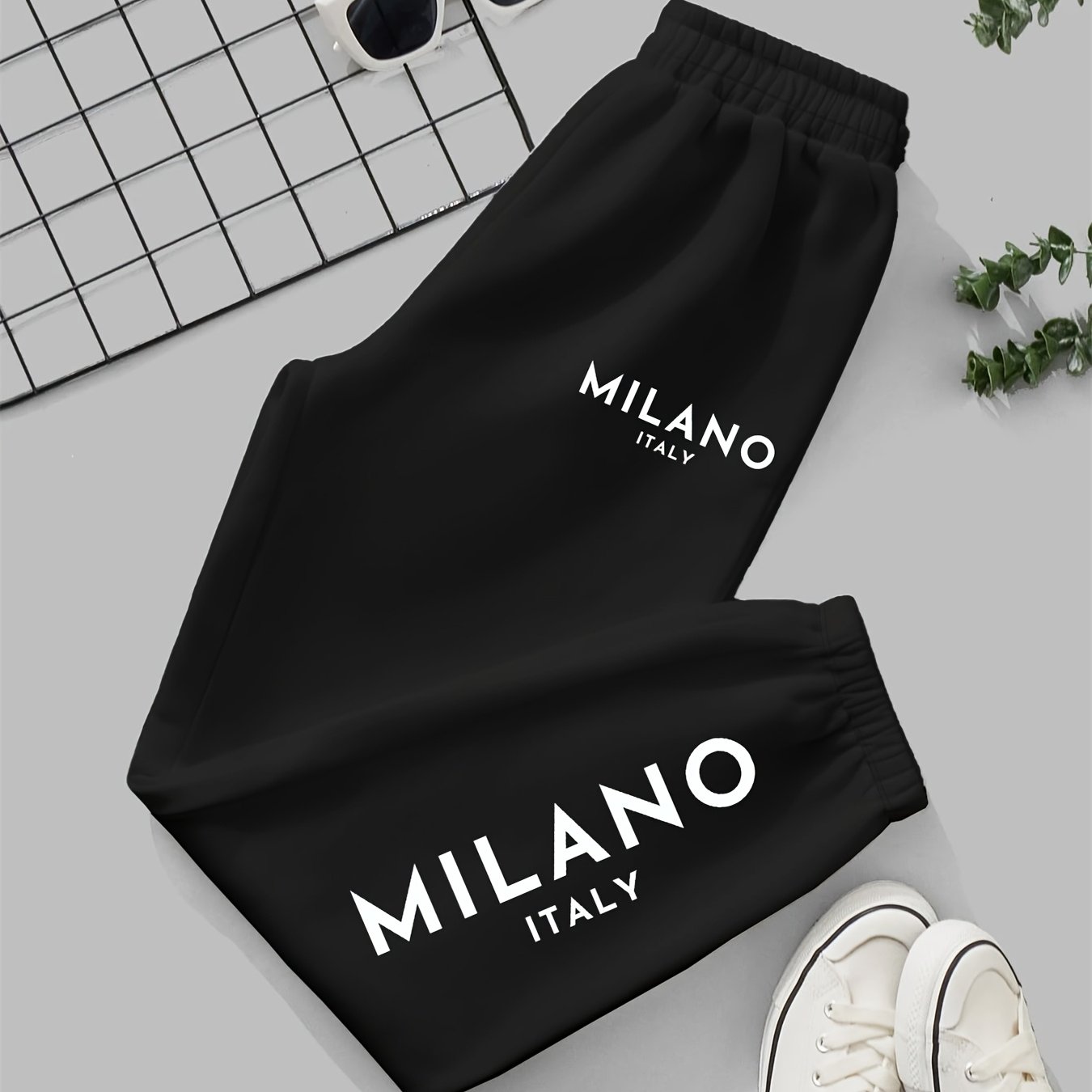 TEMU 2025 European And Fleece-lined Sweatpants, Fashionable Print Women's Joggers, Thickened Long Pants, Casual Pants