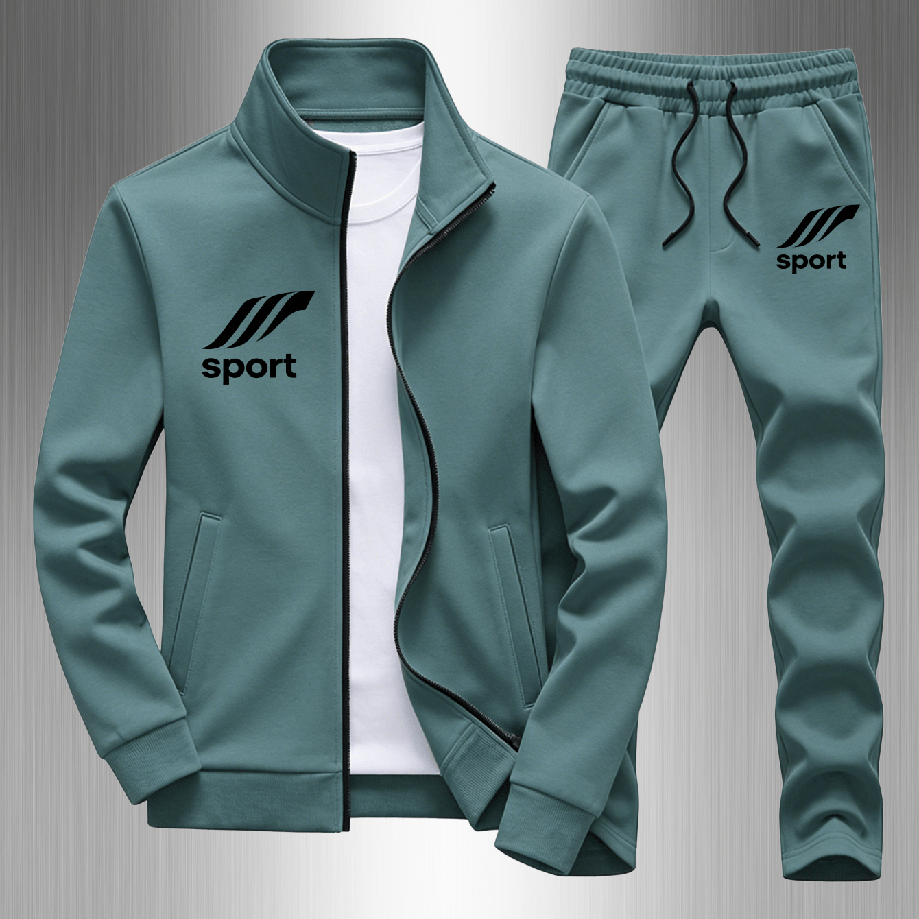Men's Casual Zip Sweatshirt & Pants Set 3d 100% Polyester, Print Long Sleeves, Regular Fit 2pcs Outfit, Vacation & Street Fashion Wear