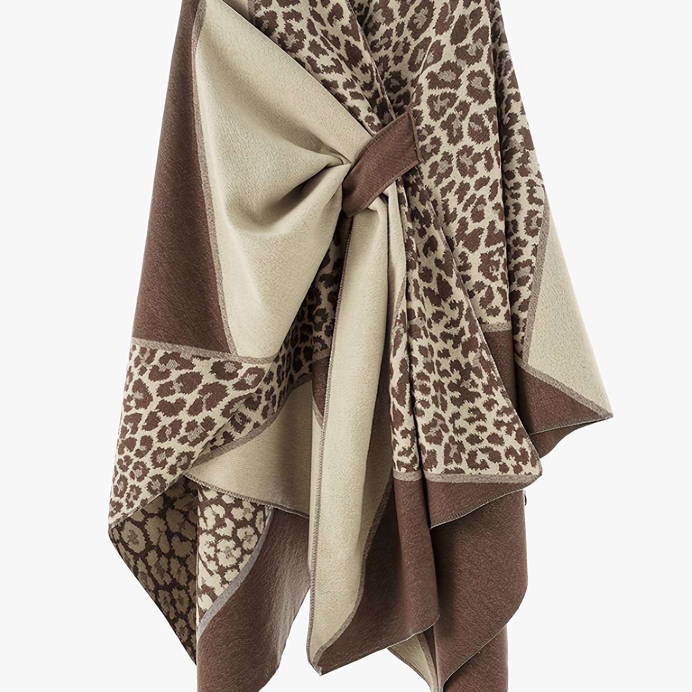 TEMU Abrigo Poncho Estampado de Leopardo, y Elegante, Unisex, Reversible, para Viajes y como en Aviones