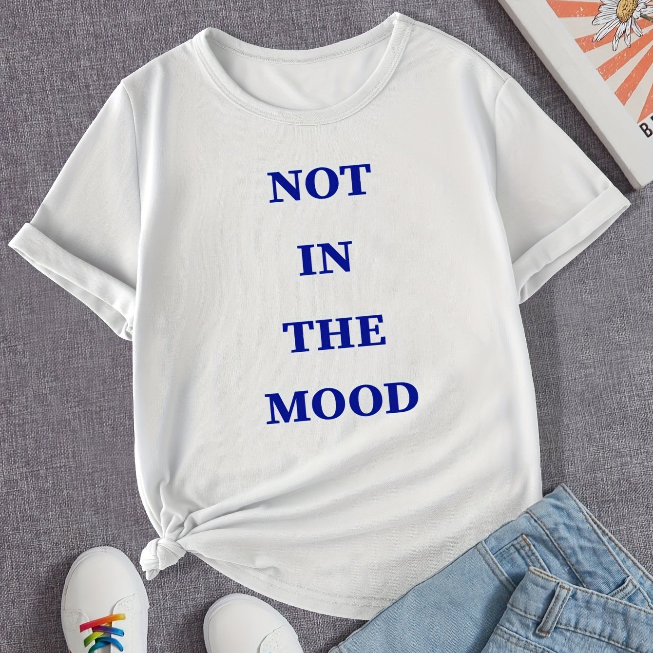 Girls Letter  In Mood Graphic T shirt Casual Sports Loose - Temu United  Kingdom