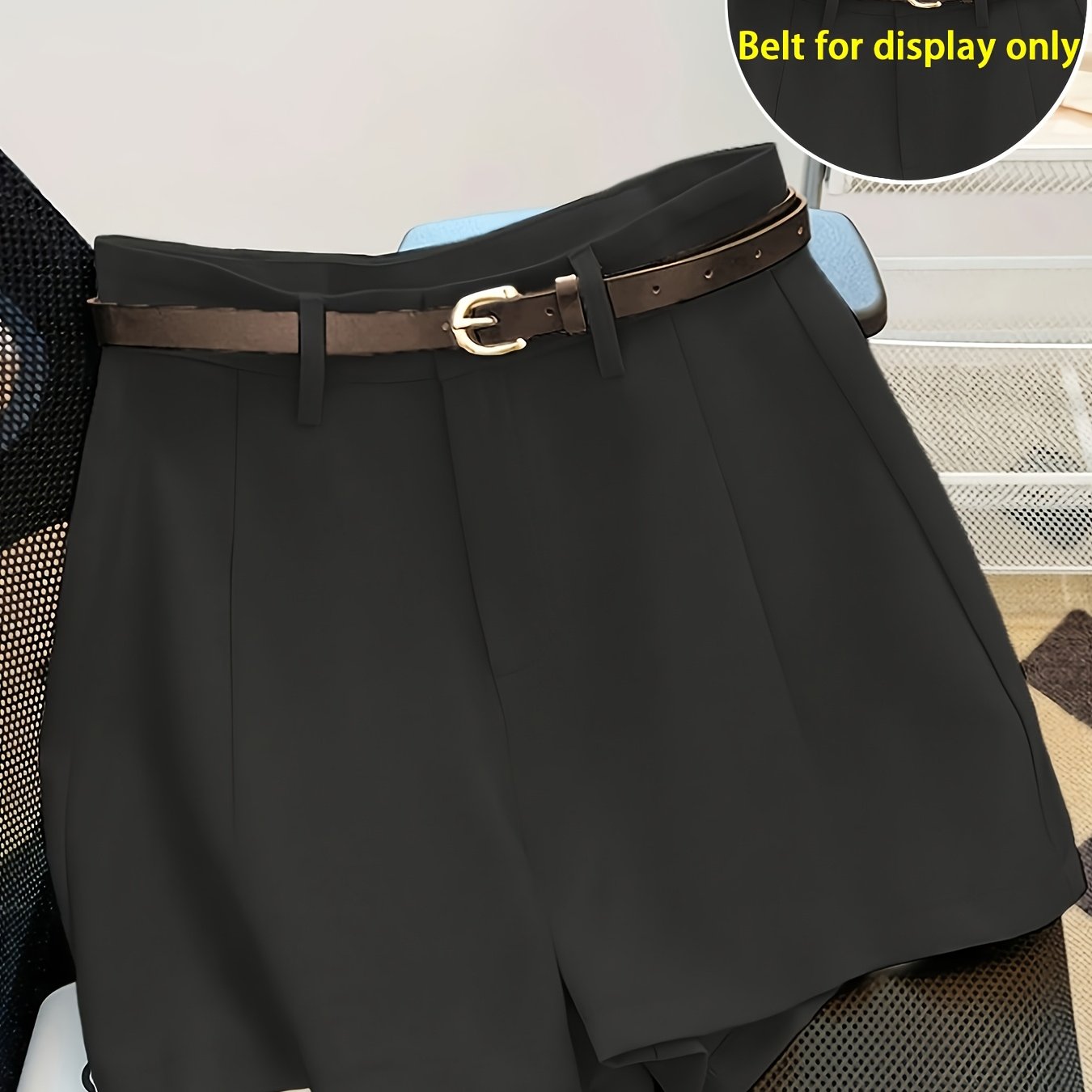 TEMU Short d'été taille unie décontracté (ceinture non incluse)