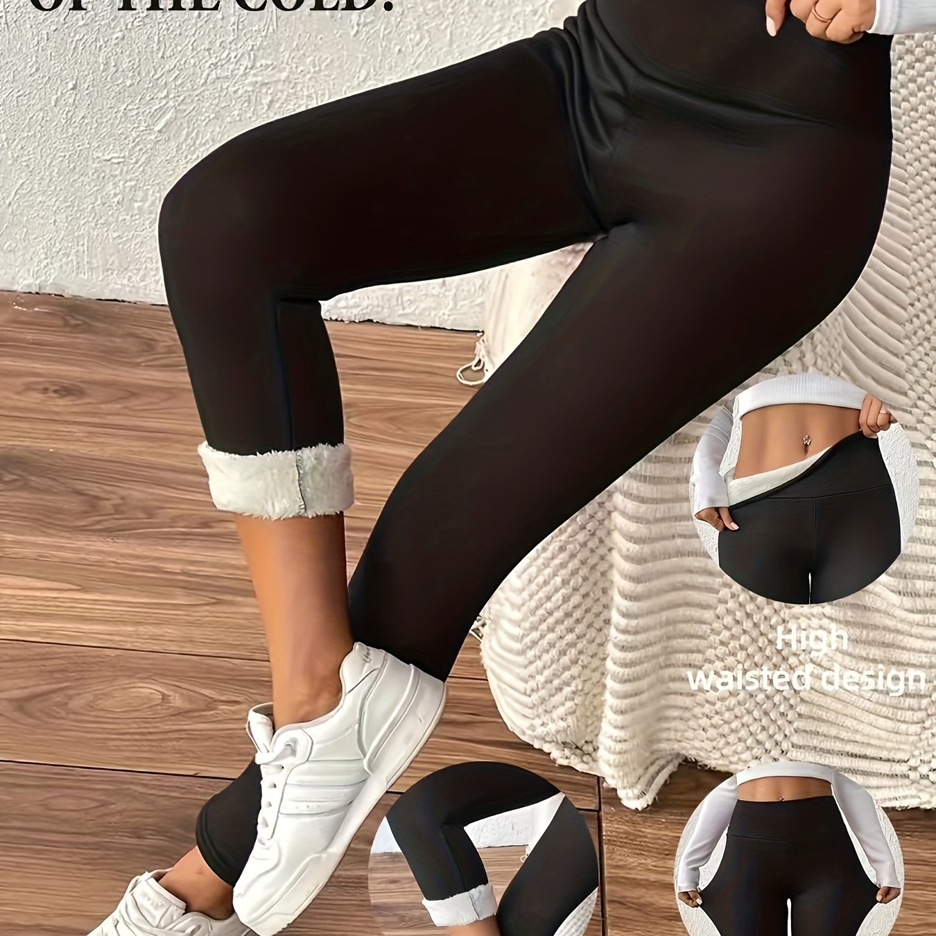 TEMU High-waisted Stretchy Warm White Fleece Lined Outdoor Sports Casual Cycling Fitness Skiing Yoga Layer Long Pants For Women In Autumn And Winter