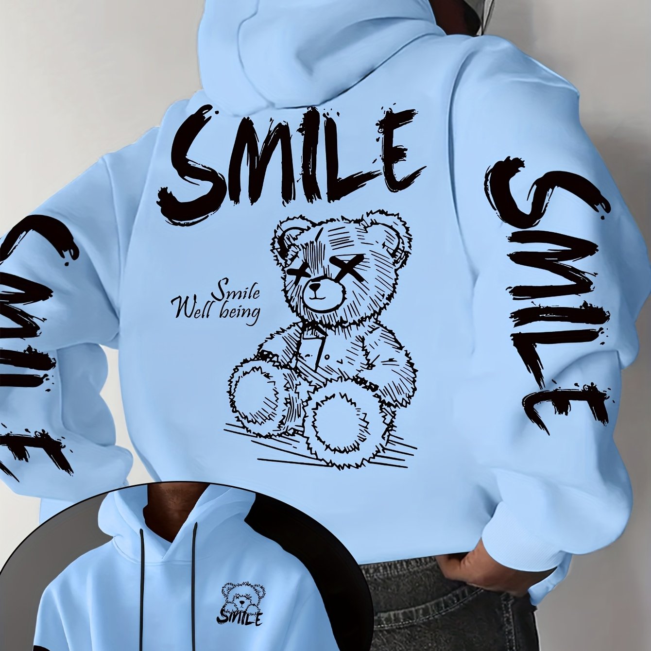 TEMU Men's Autumn And Winter Letter Print Hooded Fleece Sweatshirt, Versatile Sports Casual Loose Hooded Sweatshirt