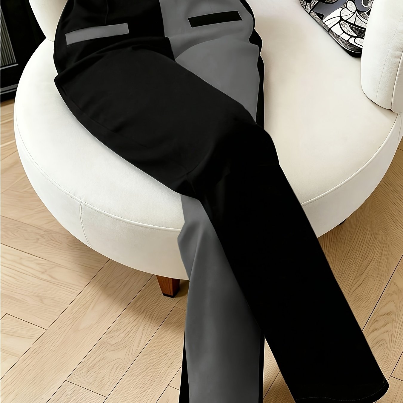 TEMU Pantalon Femme Décontracté Minimaliste Automne/Hiver, Coupe Ajustée à Blocs de Couleur, Parfait pour une Tenue Décontractée Quotidienne