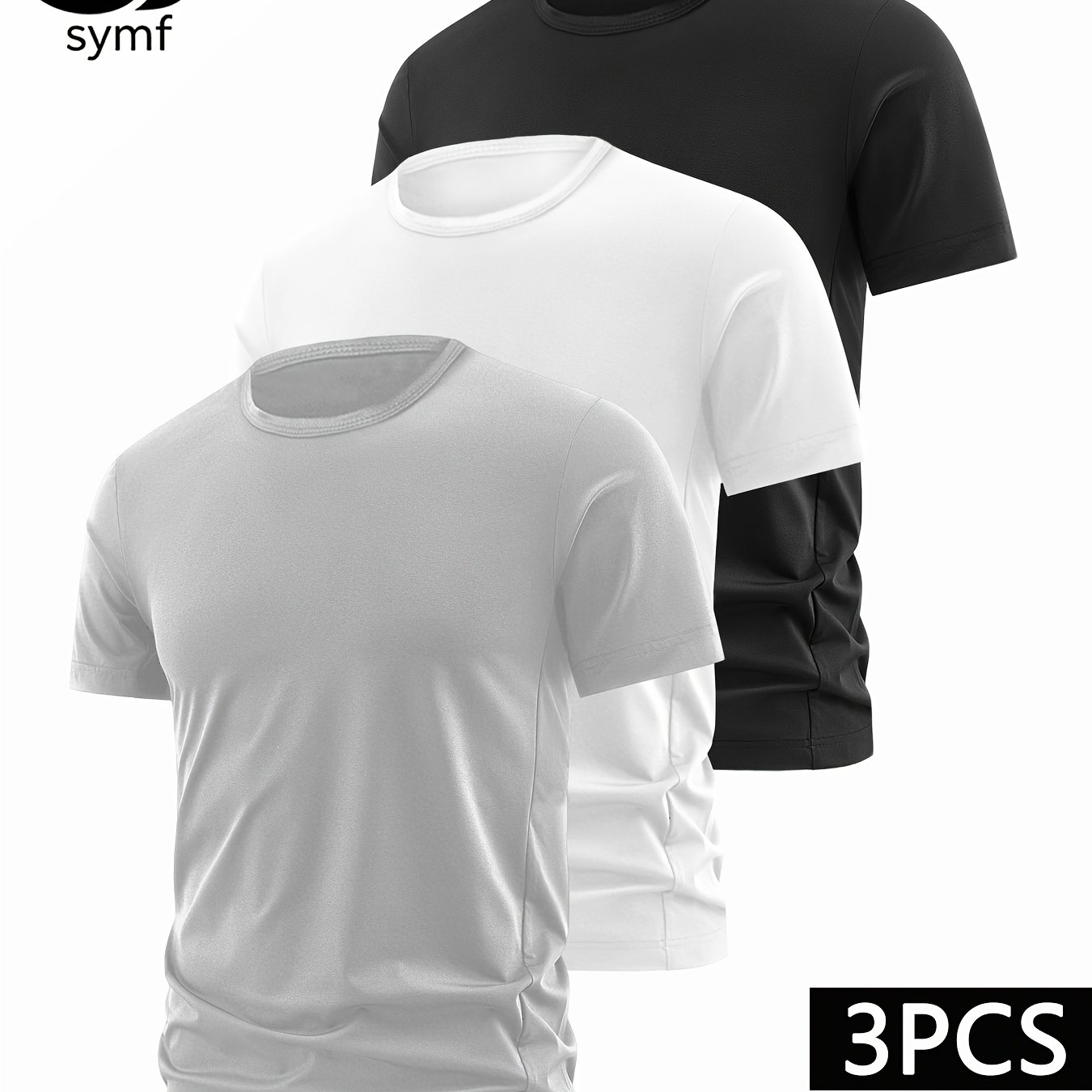TEMU 3pcs, [sizes 0xl-8xl], Plus Size Short-sleeve T-shirts, Neck Short-sleeve Shirts, Breathable, Moisture-wicking, Suitable For Casual, Sports, And