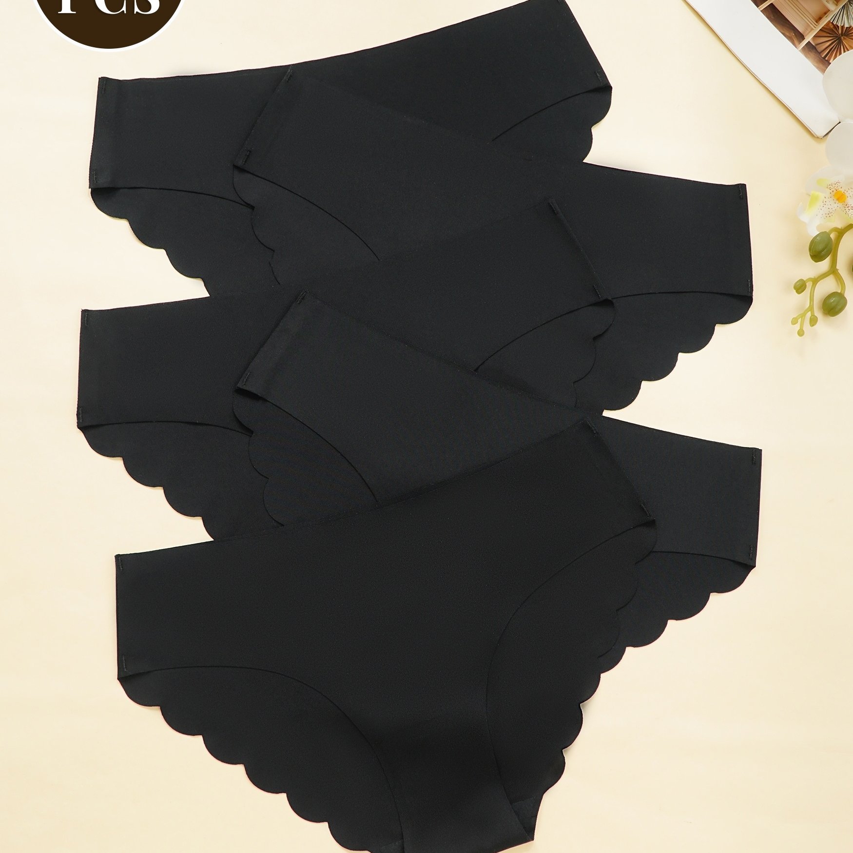 TEMU 5pcs Breathable Soft Comfy Women Underwear, Solid Color Ladies Panties, Mid-waist Briefs For Women