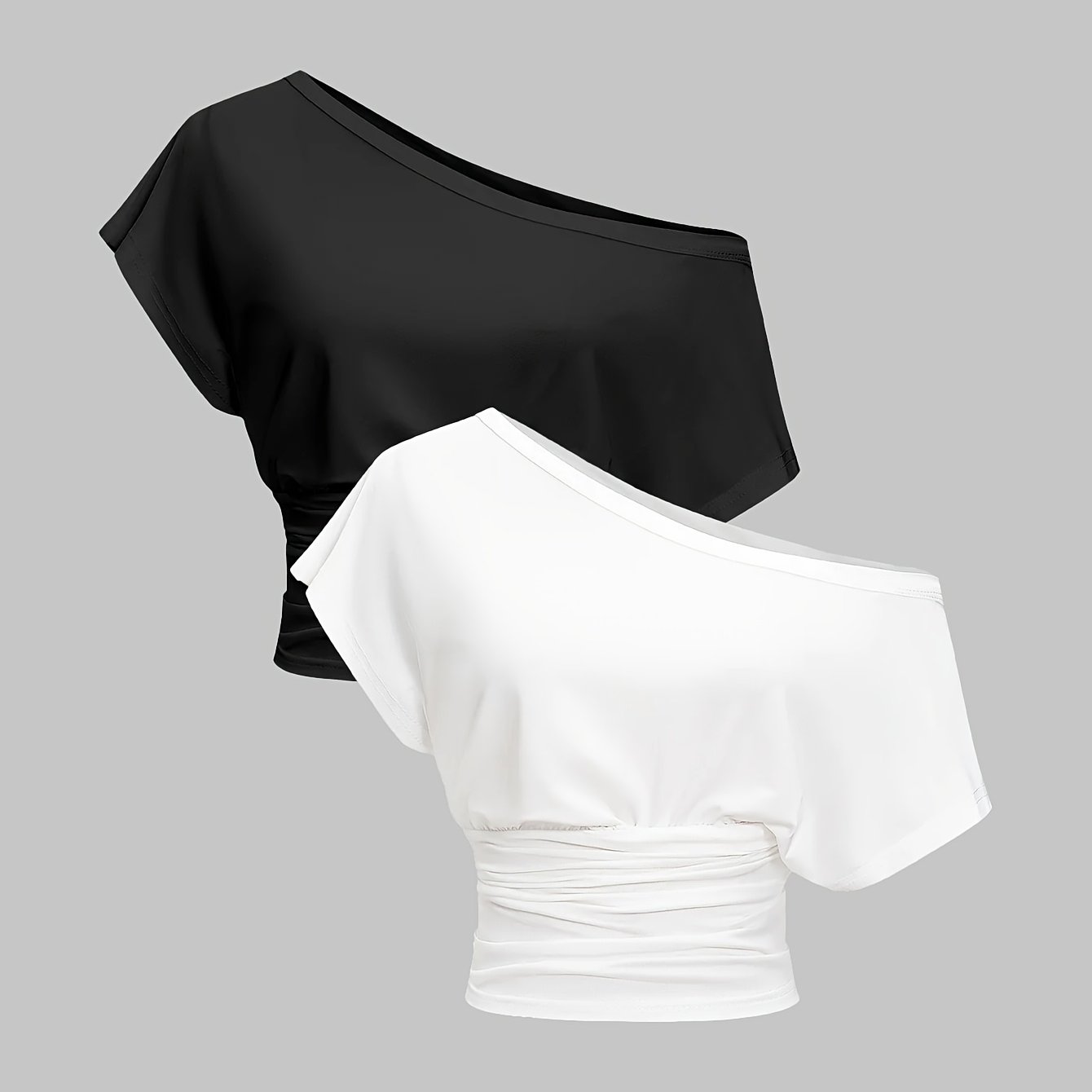 TEMU Women's Off-shoulder Short Sleeve Top And Skirt 2pcs Set, Waist-cinching Casual Outfit