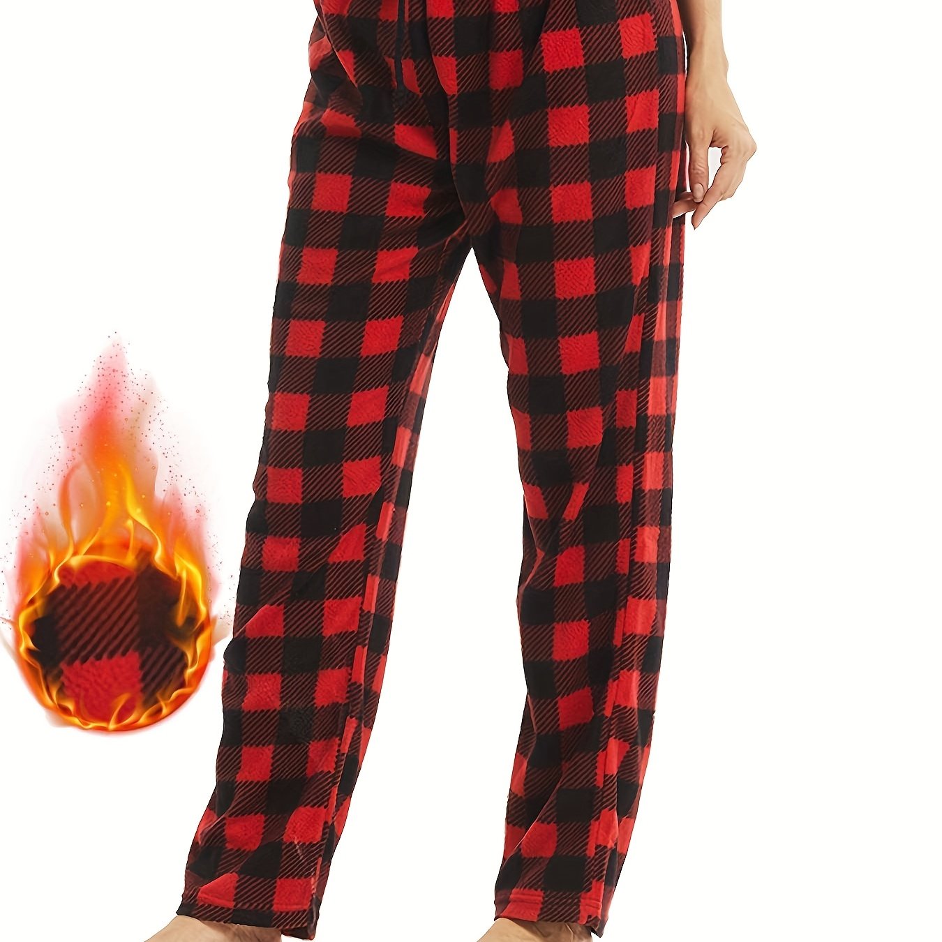 Women Pajama Pants Fuzzy Pack Long Thermal Lined Pj Bottoms Soft Drawstring Lounge Sleepwear Christmas