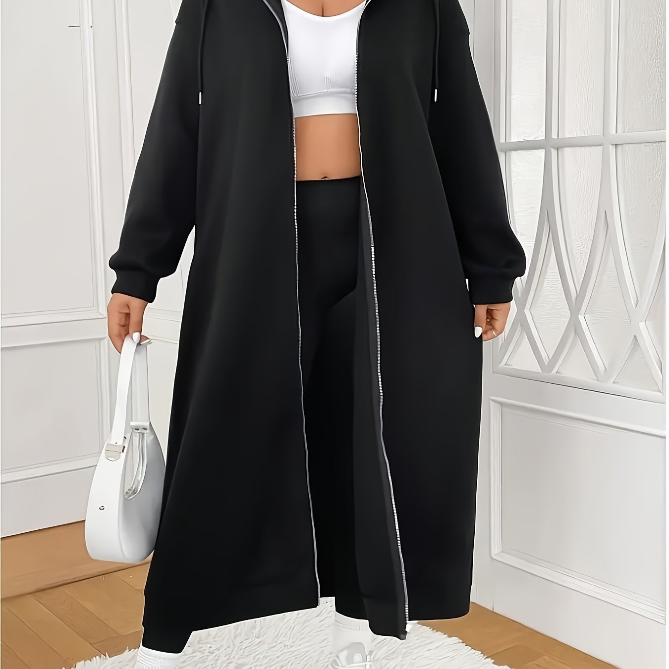 TEMU Taglie Forti, Giacca Maglia Lunga da Donna Taglie Forti Elegante a Vestibilit� con Cerniera Intera