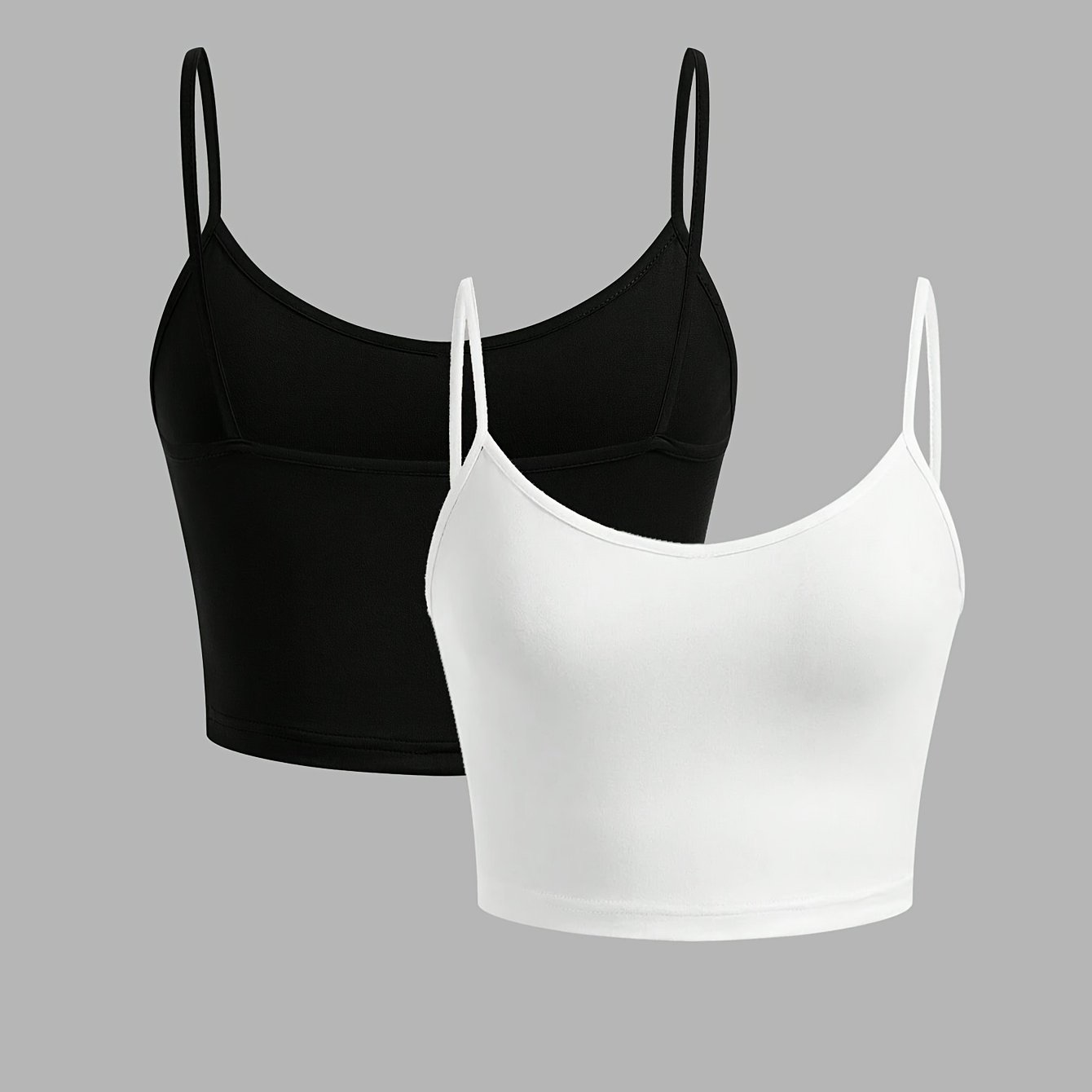 TEMU Spring Summer Women' Color Thin Strap Vest, , Soft And Skin-friendly, Fashionable And Easy, Worn Inside And Outside, Daily Casual, 2pcs Set