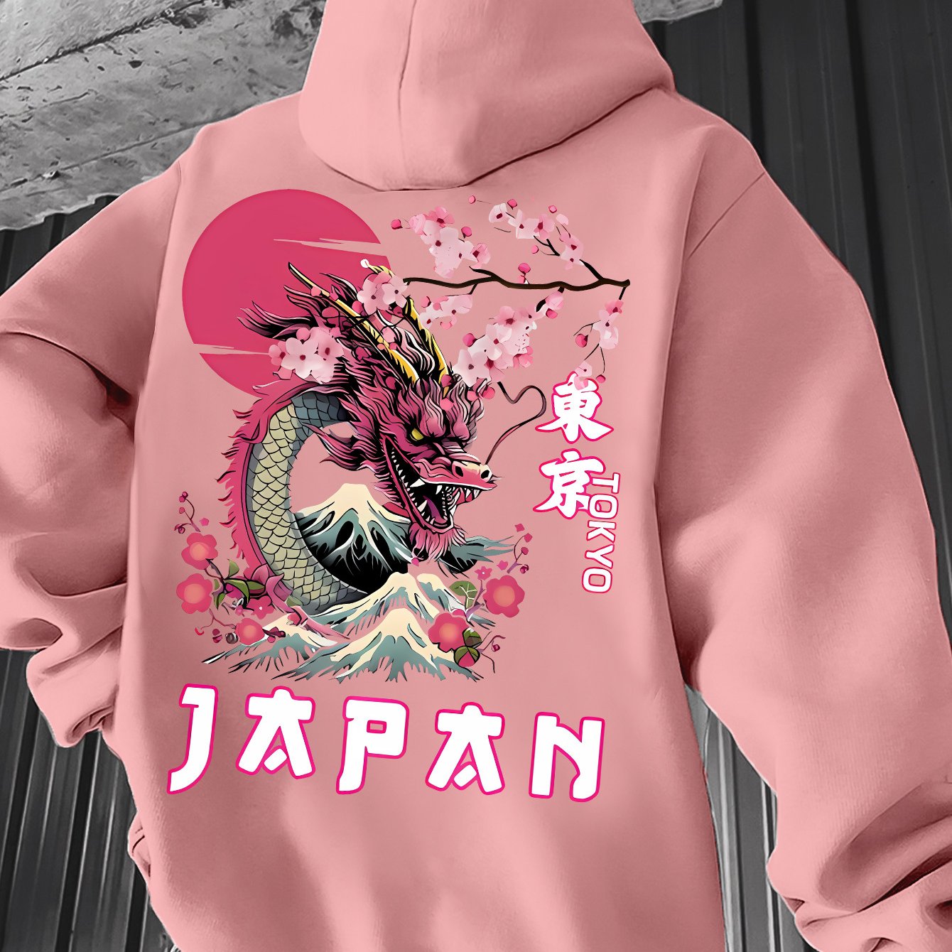 TEMU Sweat à capuche pour homme avec imprimé dragon de Tokyo, manches longues décontracté et sportif, style streetwear